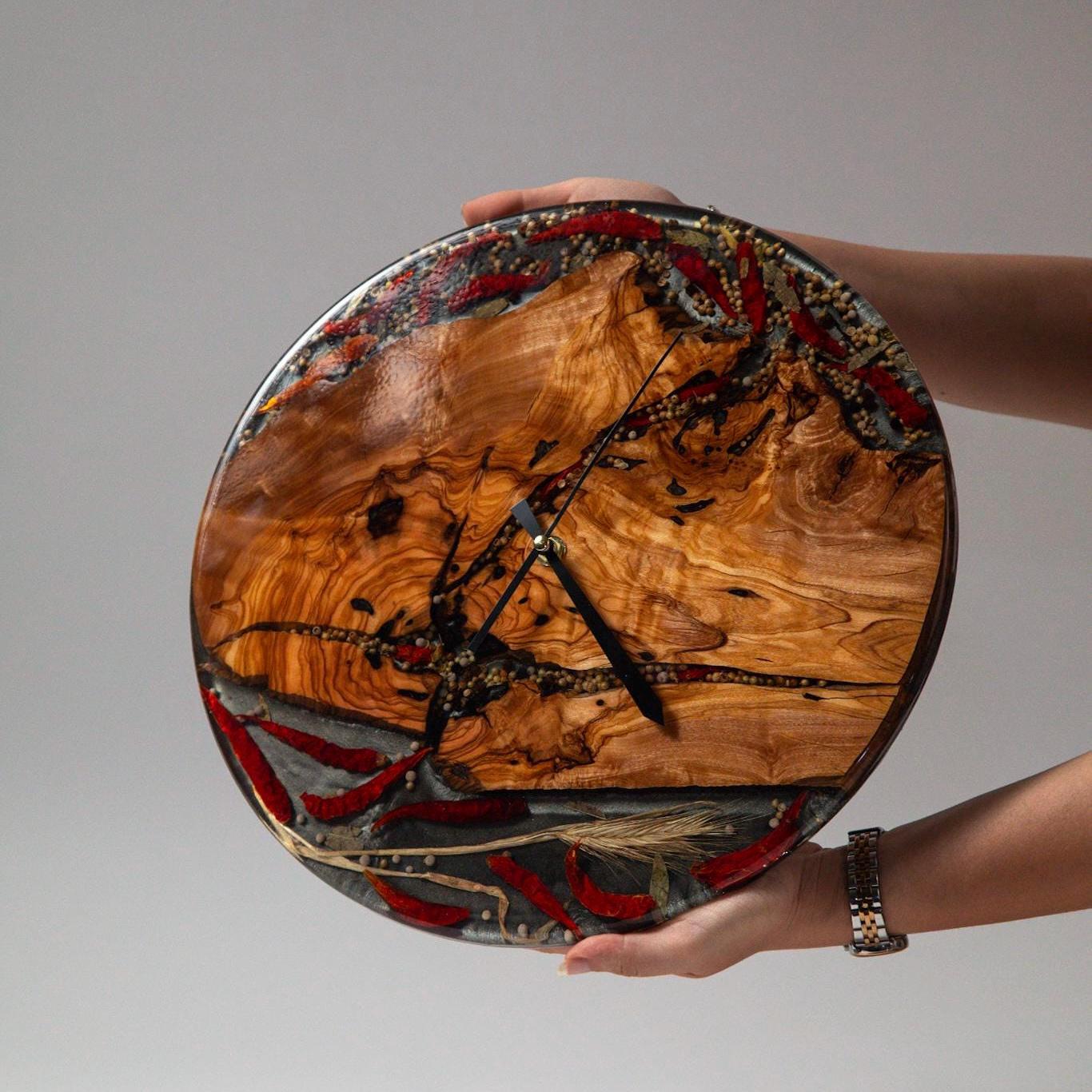 Acrylic Wall Clock – Koa Wood Grain & Epoxy – Handmade Modern Clock – Minimalist Natural Wall Art – Silent Non-Ticking Decor - Thumbnail 6