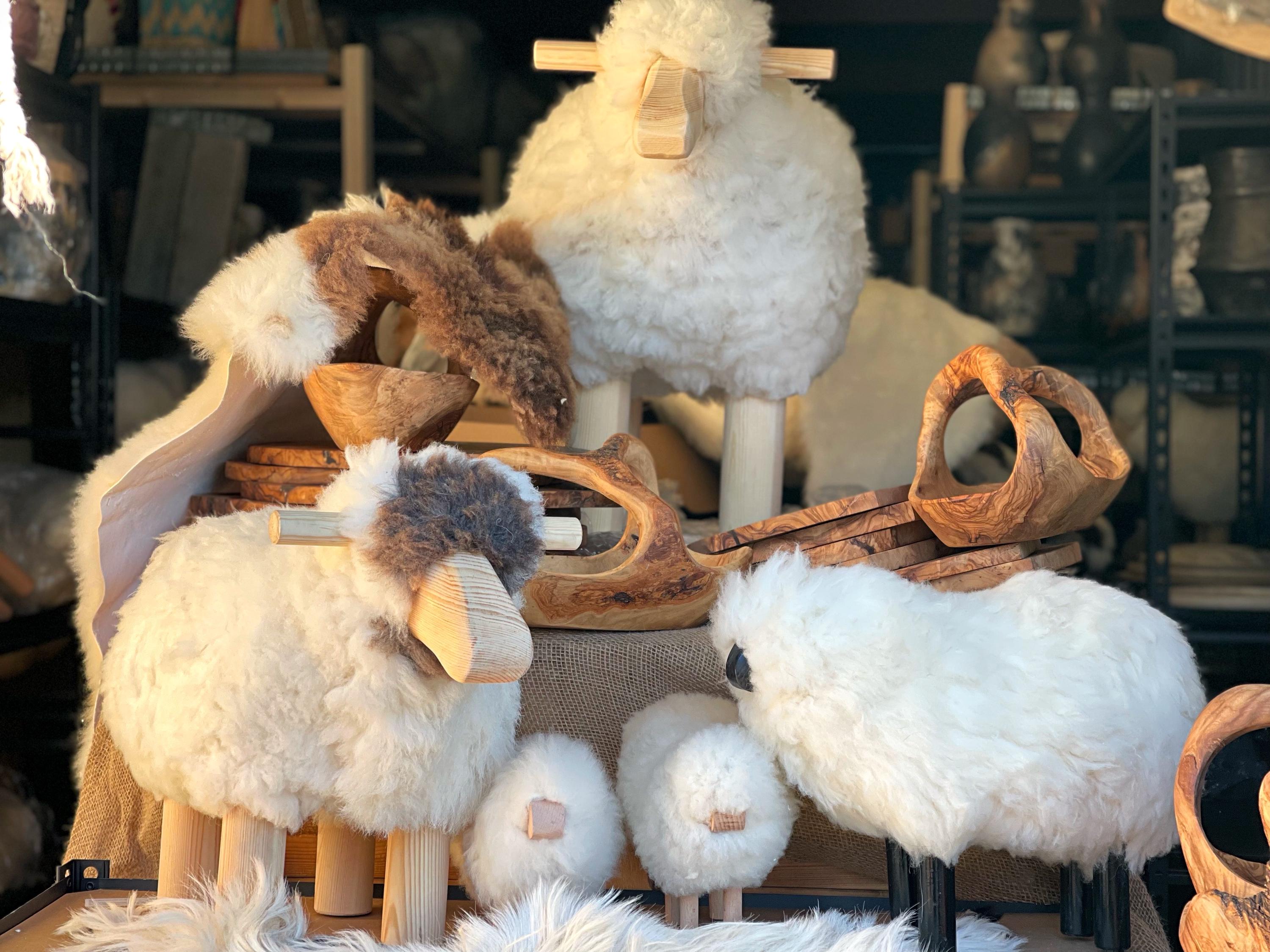 Sheep Stool , Handmade Wooden & Sheep Fleece Decorative Chair | Nursery Decor | Authentic Sheepskin | Very Limited Stock - Thumbnail 7