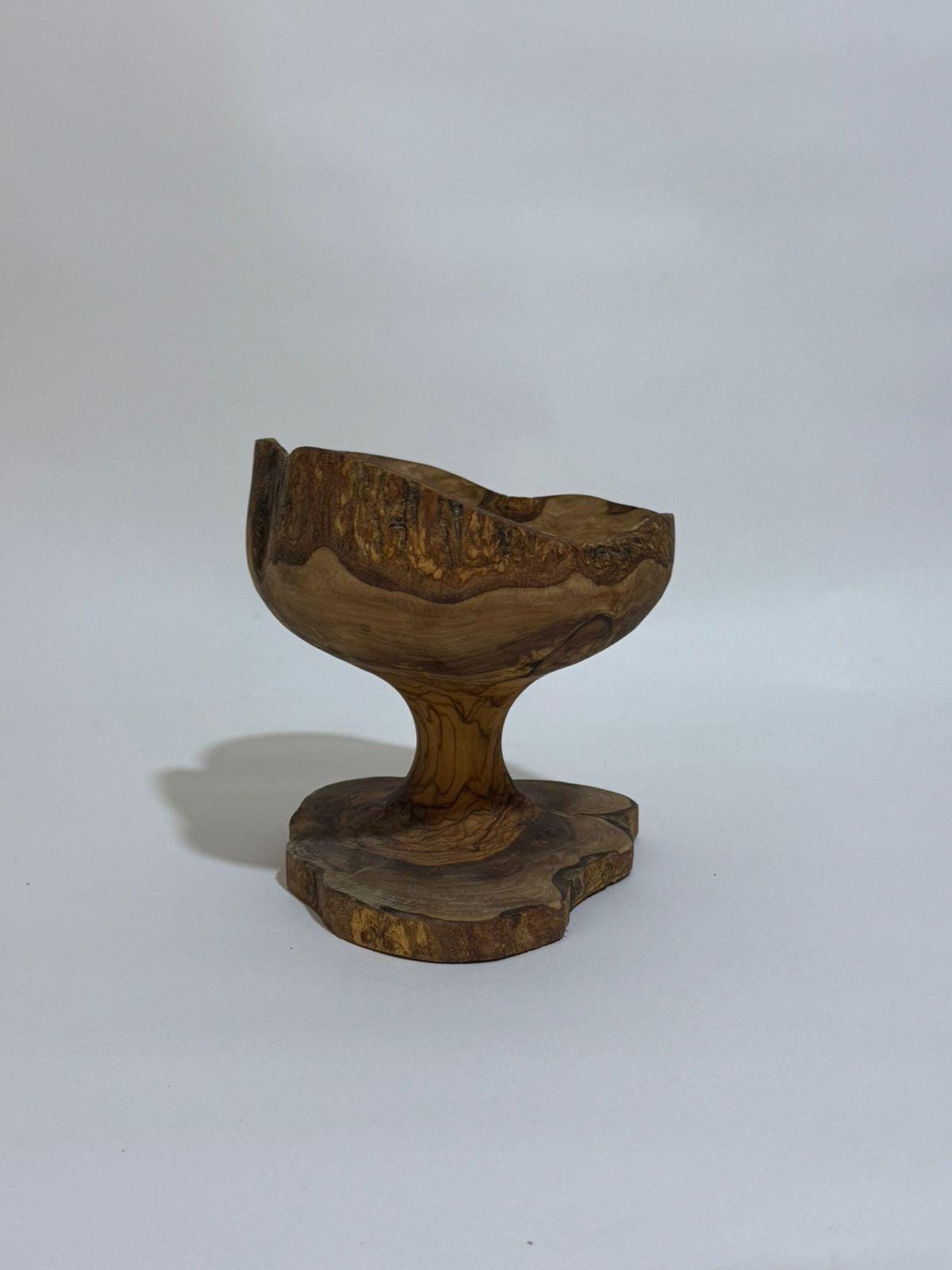 Handcrafted Trophy Sculpture – One-of-a-Kind Natural Olive Wood Cup Bowl, 9.1x 7.9x 8.3 in - Thumbnail 3
