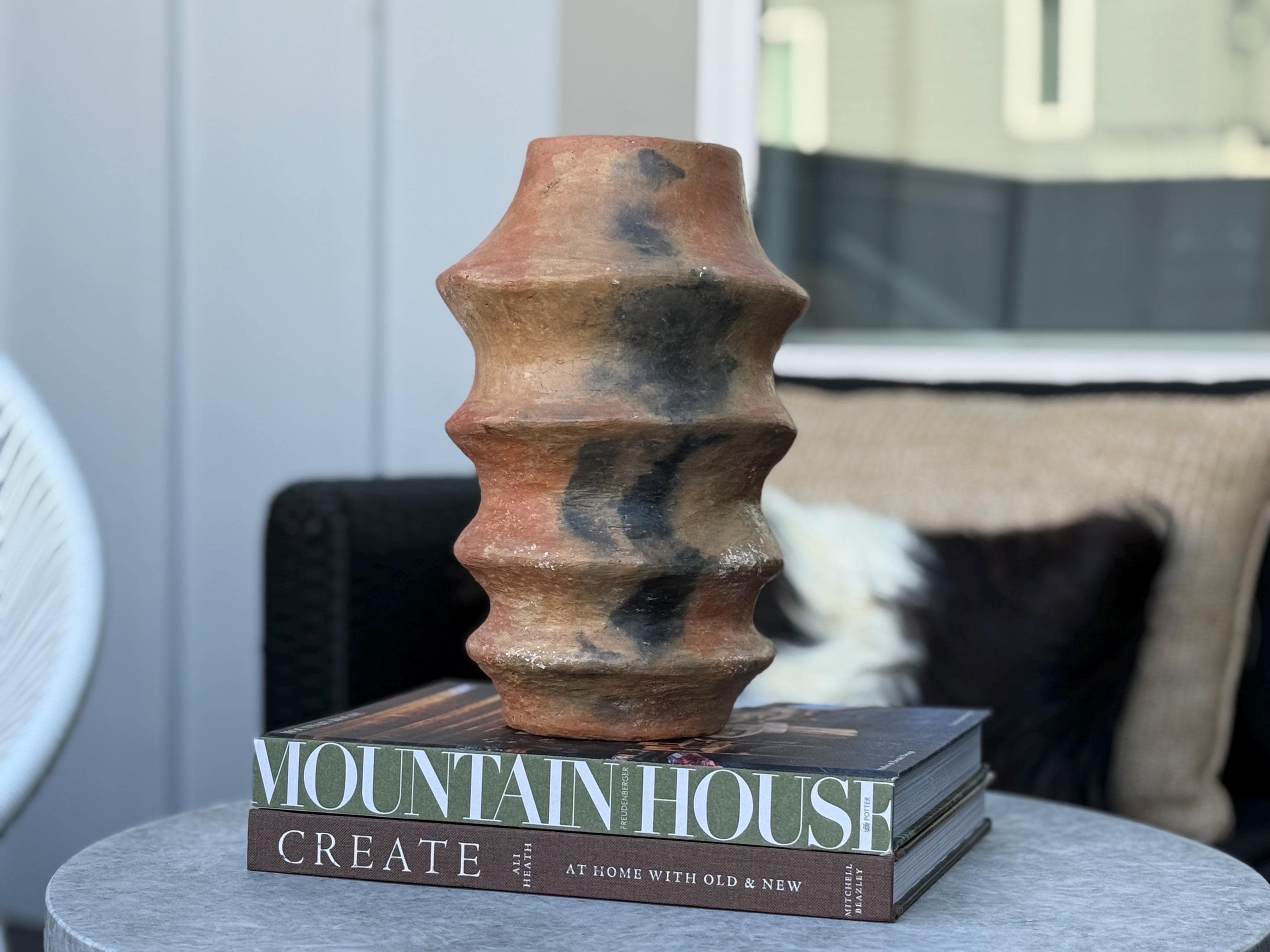 Berber Terracotta Sculpture: Wabi-Sabi Inspired Vase, North African Art - Thumbnail 7