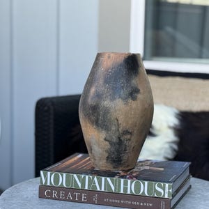 Handmade Tunisian Berber Terracotta Vase - Wabi Sabi Sculptural Pottery Unique Housewarming Gift - Rustic Ceramic Jar for Home Decor