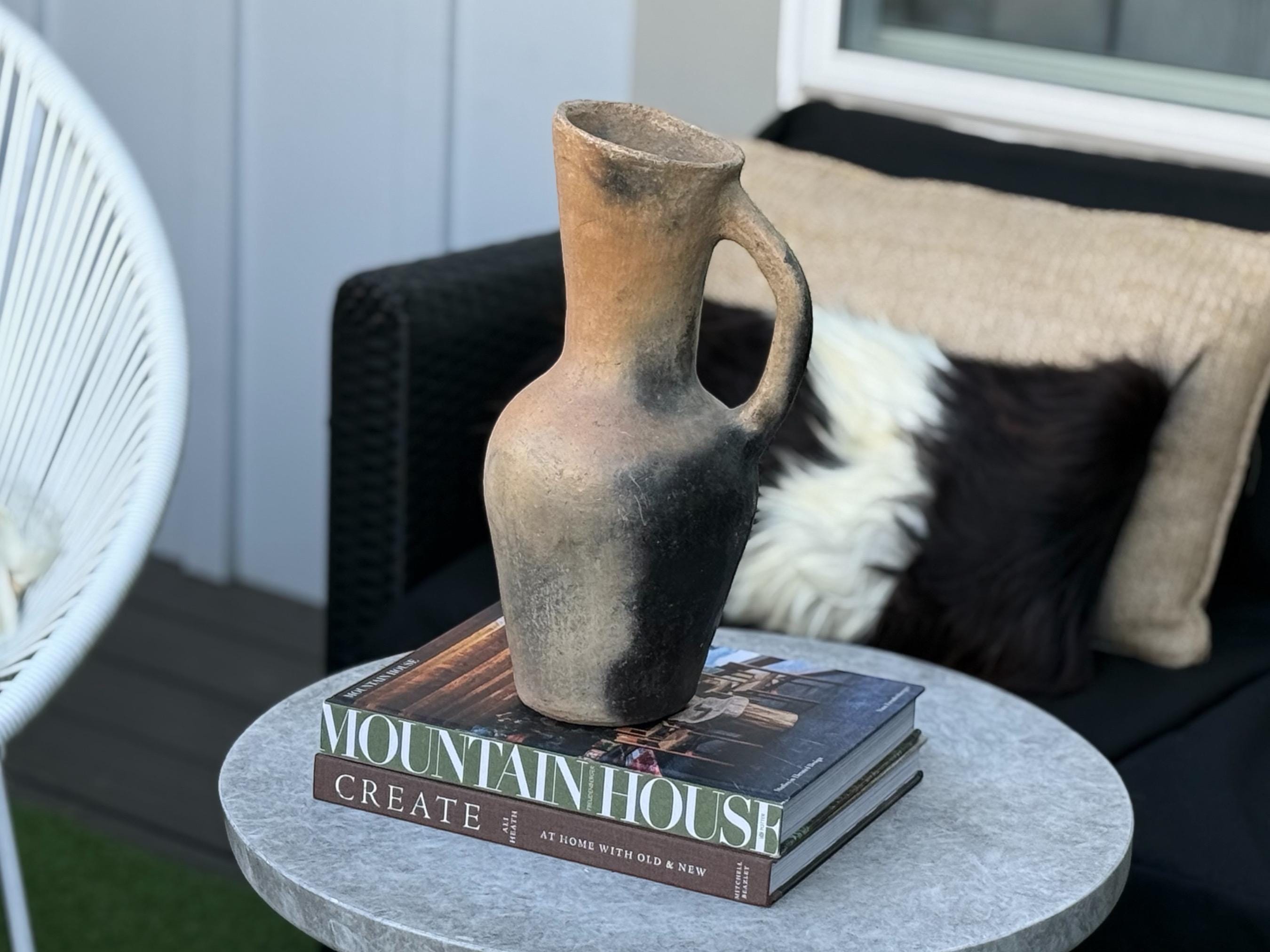 Authentic Berber Terracotta Vases | Premium Wabi-Sabi Handled Jug Pitcher | Large Rustic North African Amphora Statement Piece - Thumbnail 5