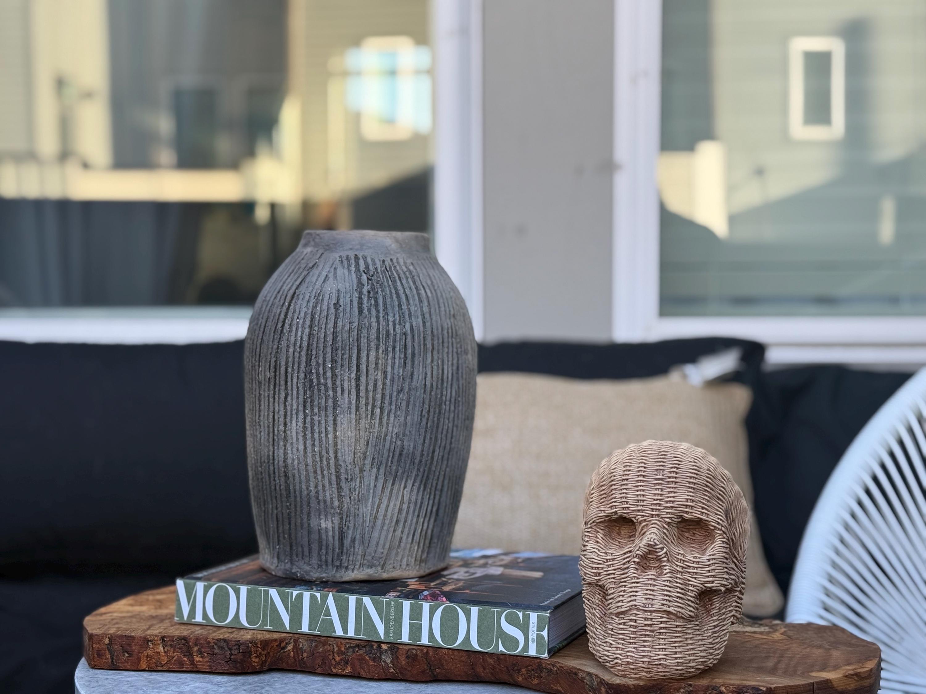 Hand-Carved Terracotta Vessel: Rustic Boho Figural Art Vase, Primitive, Wabi-Sabi Decor - Thumbnail 2