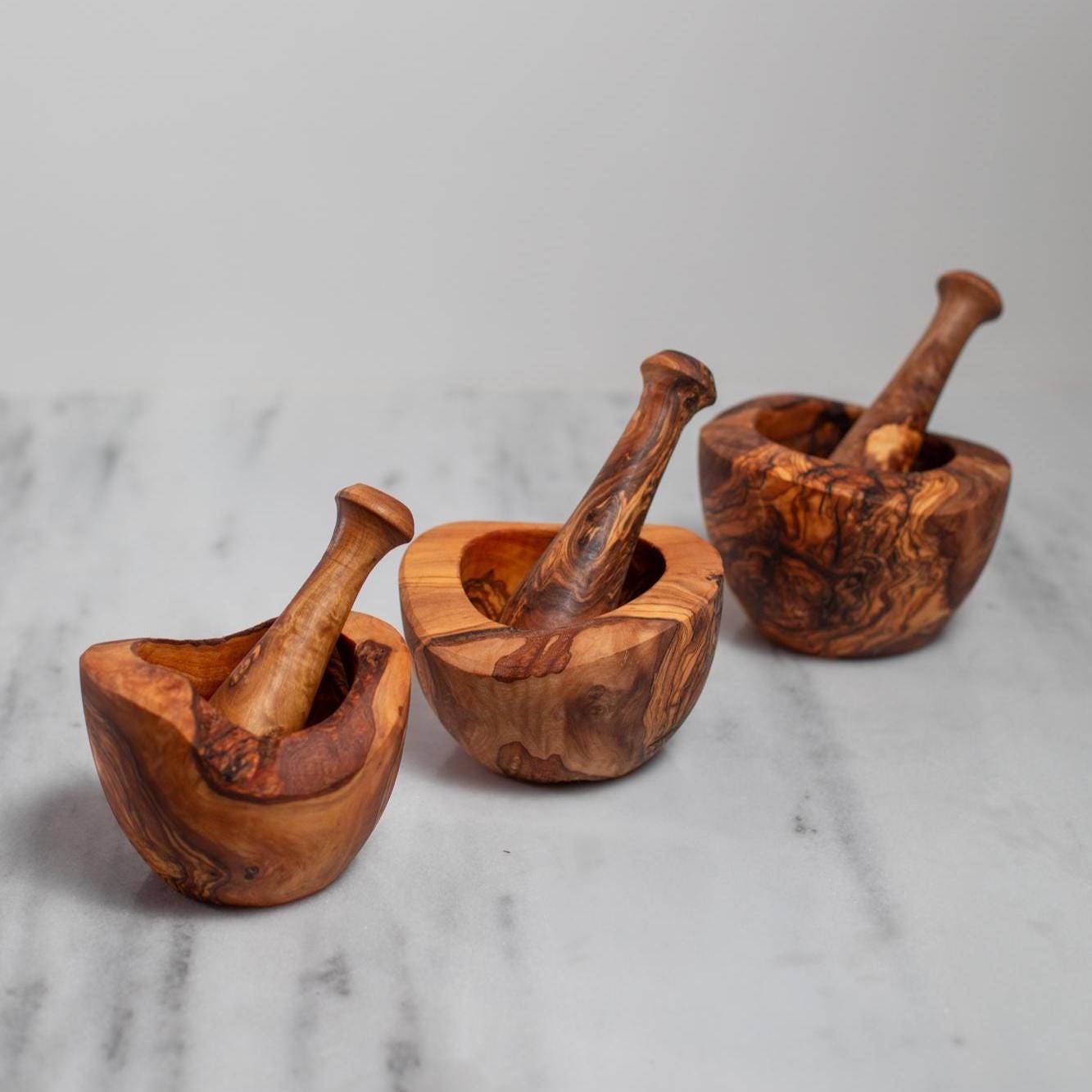 Rustic mortar Olive Wood Mortar and Pestle Set| Wooden Herb Grinder for Spices & Guacamole| Mortar Pestle Set| Farmhouse Kitchen Decor - Thumbnail 6