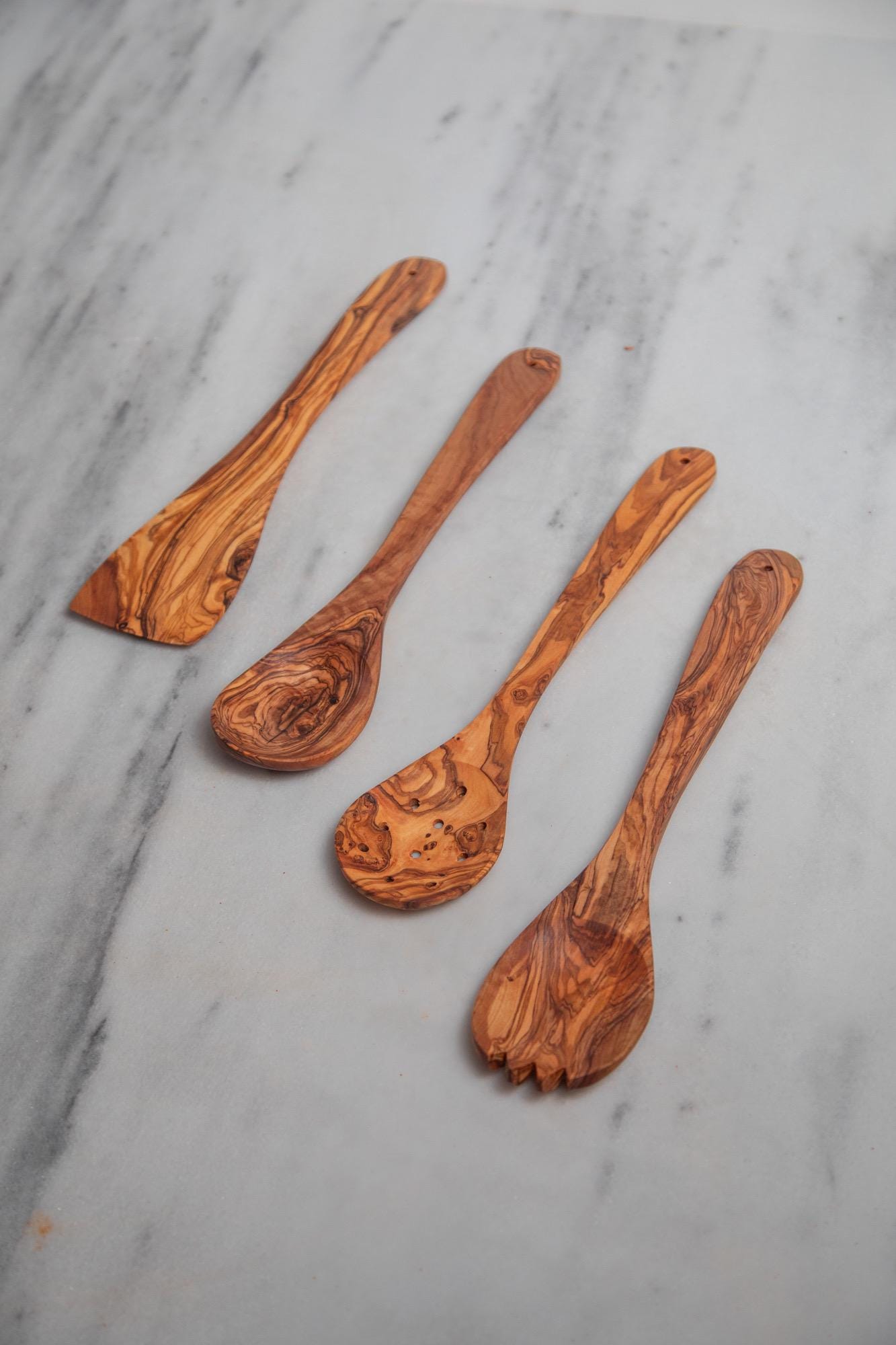 Olive Wood Utensil Set with Holder – Essential Kitchen Tools, Unique and Eco-Friendly Gift - Thumbnail 4