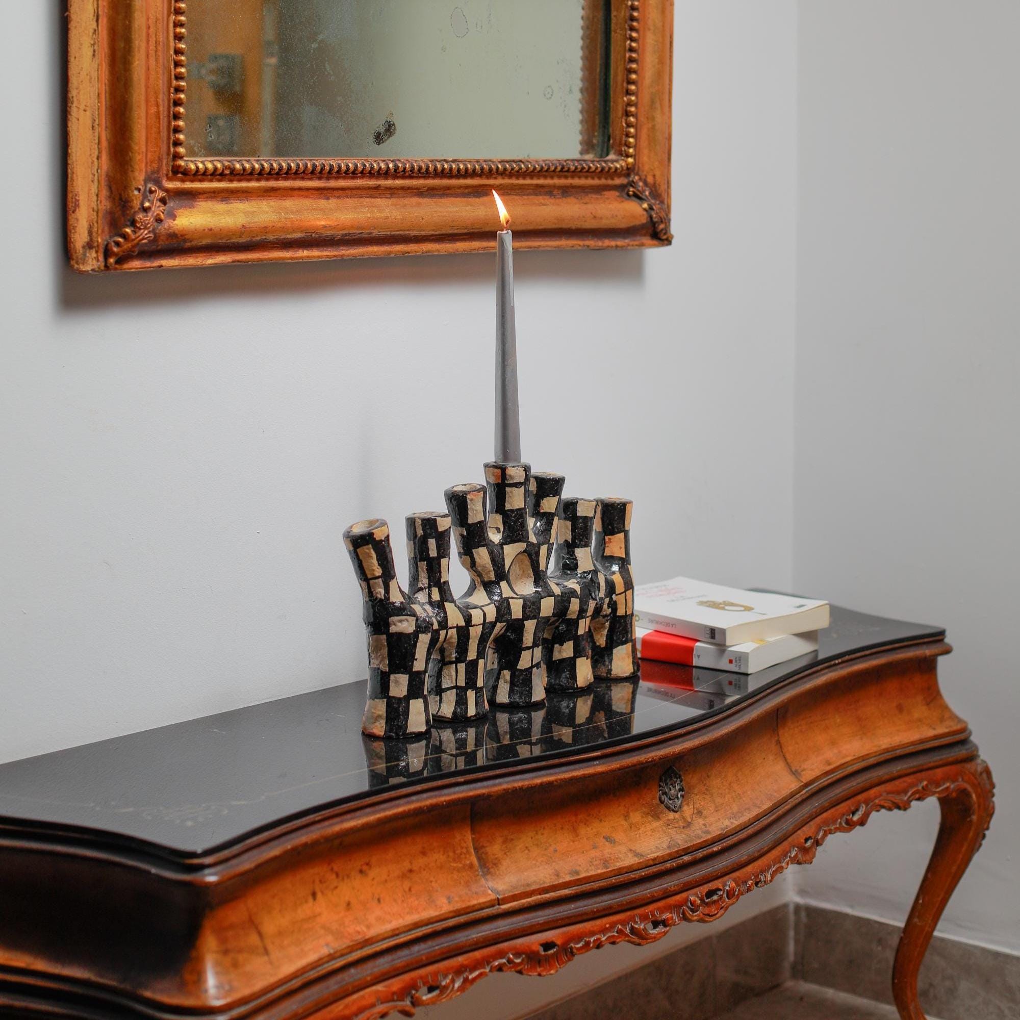 Artisan Pottery Candelabra – Handcrafted Clay Candle Holder of Timeless Heritage - Thumbnail 3