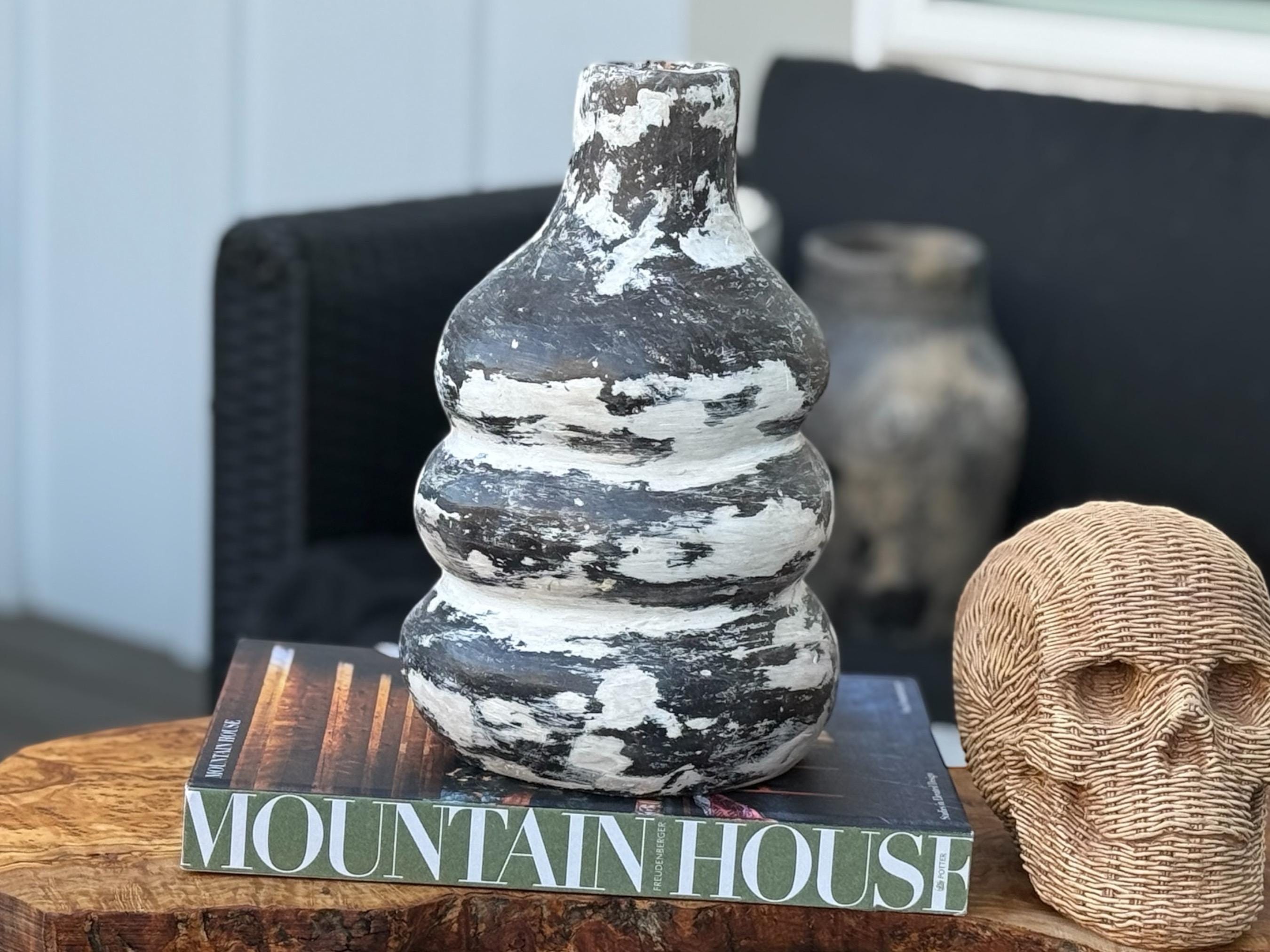 Berber Terracotta Sculpture: Wabi-Sabi Inspired Vase, North African Art - Thumbnail 5