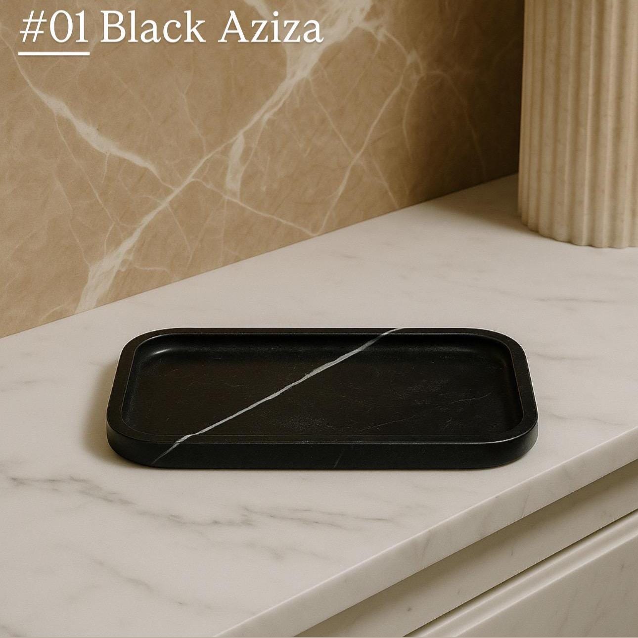 Handmade Marble Vanity Tray, Natural Stone Organizer - Thumbnail 7