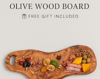 Olive Wood Serving Board - Artisan Carved Charcuterie & Cheese Platter -Handcrafted Charcuterie Board for Kitchen Decor -Kitchen Accessories