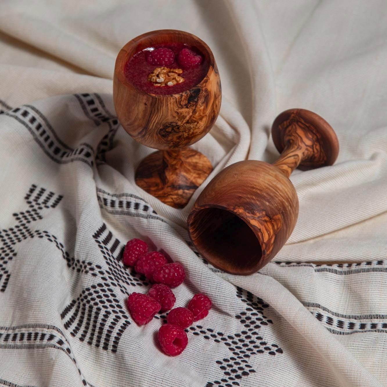 Handmade Olive Wood Cup – Rustic Natural Cup for Juices, Smoothies & Desserts - Thumbnail 5