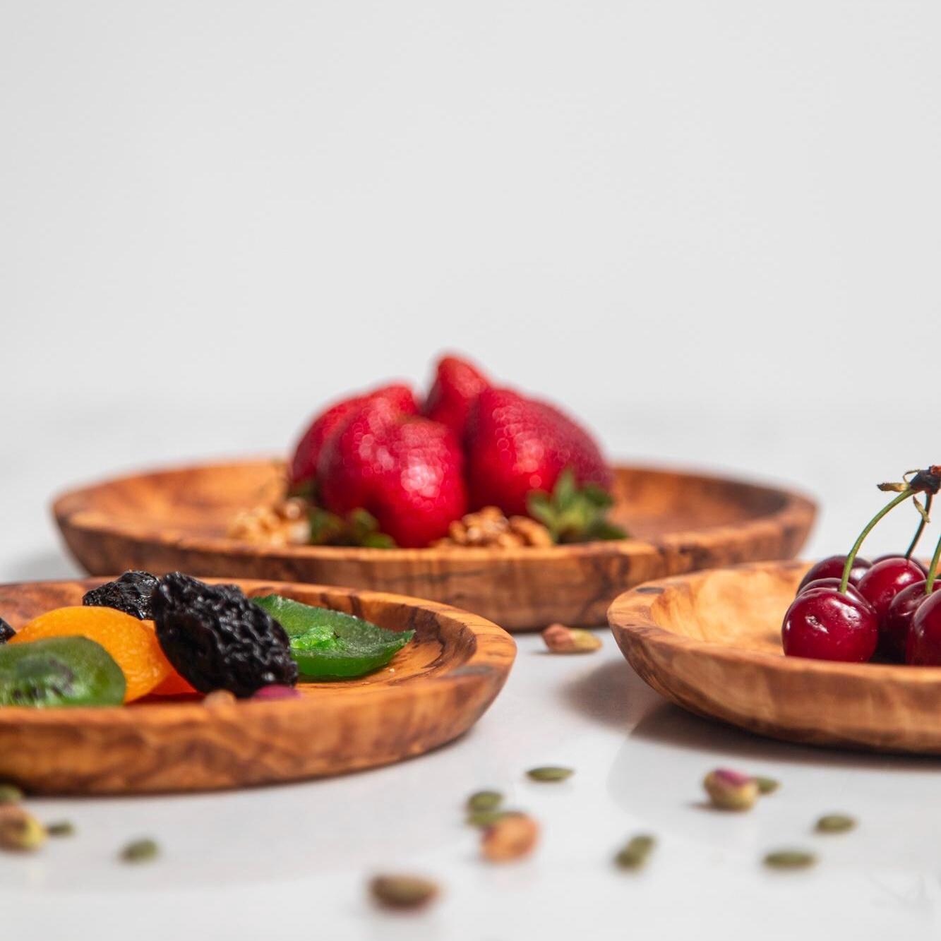 Olive Wood Plate Set – Handmade Serving Plates, Natural Snack & Dessert Trays, Mediterranean Kitchen Decor - Thumbnail 5