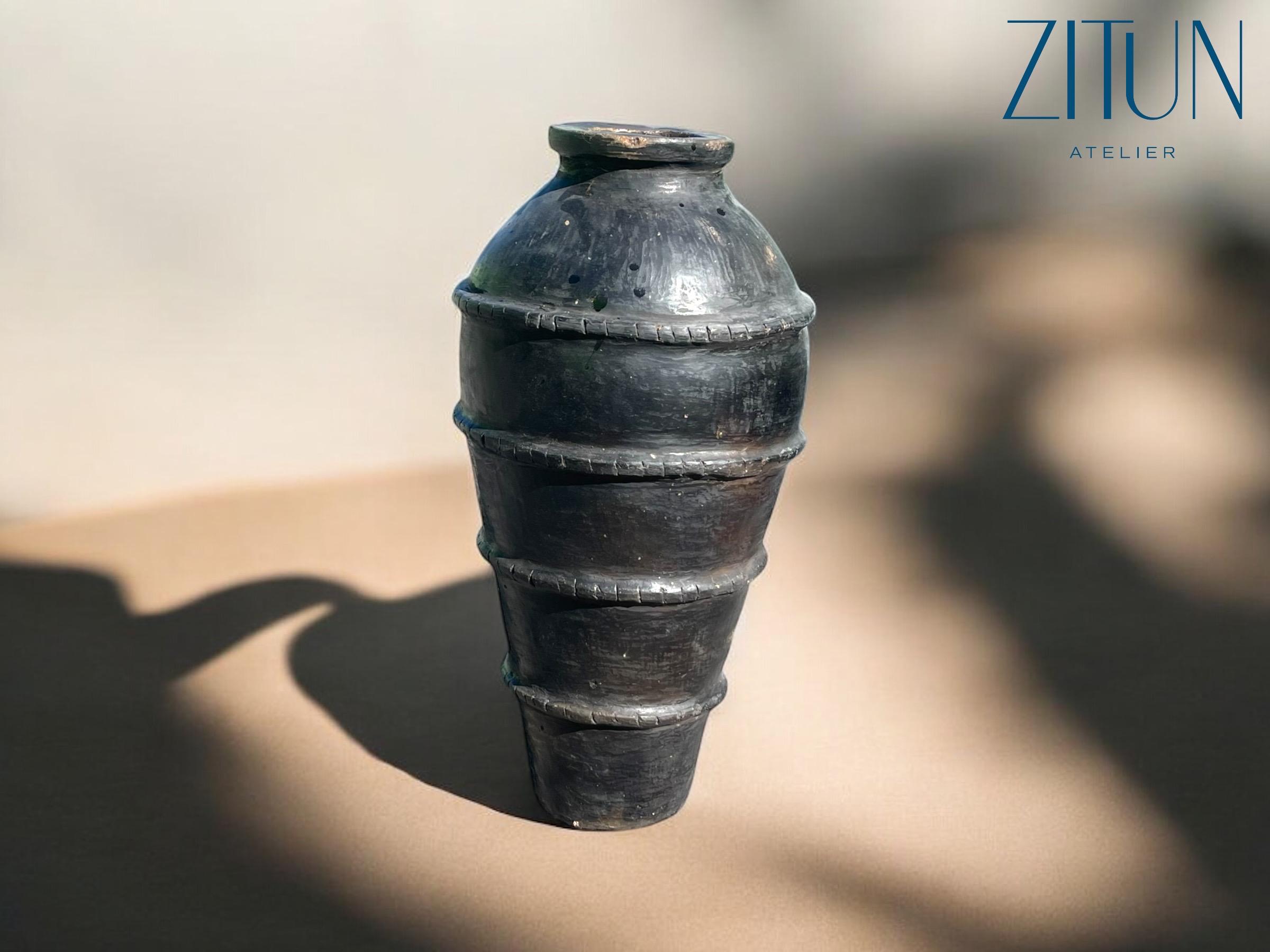 Handmade Berber Pottery Vase: Large Rustic Carthago Planter - Thumbnail 5