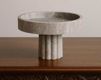 Handmade Mixed Marble Tray - Unique Marble Cake Stand - Tunisian Artisan Made Stone Display Tray - One of a Kind Serving Tray for Home Decor