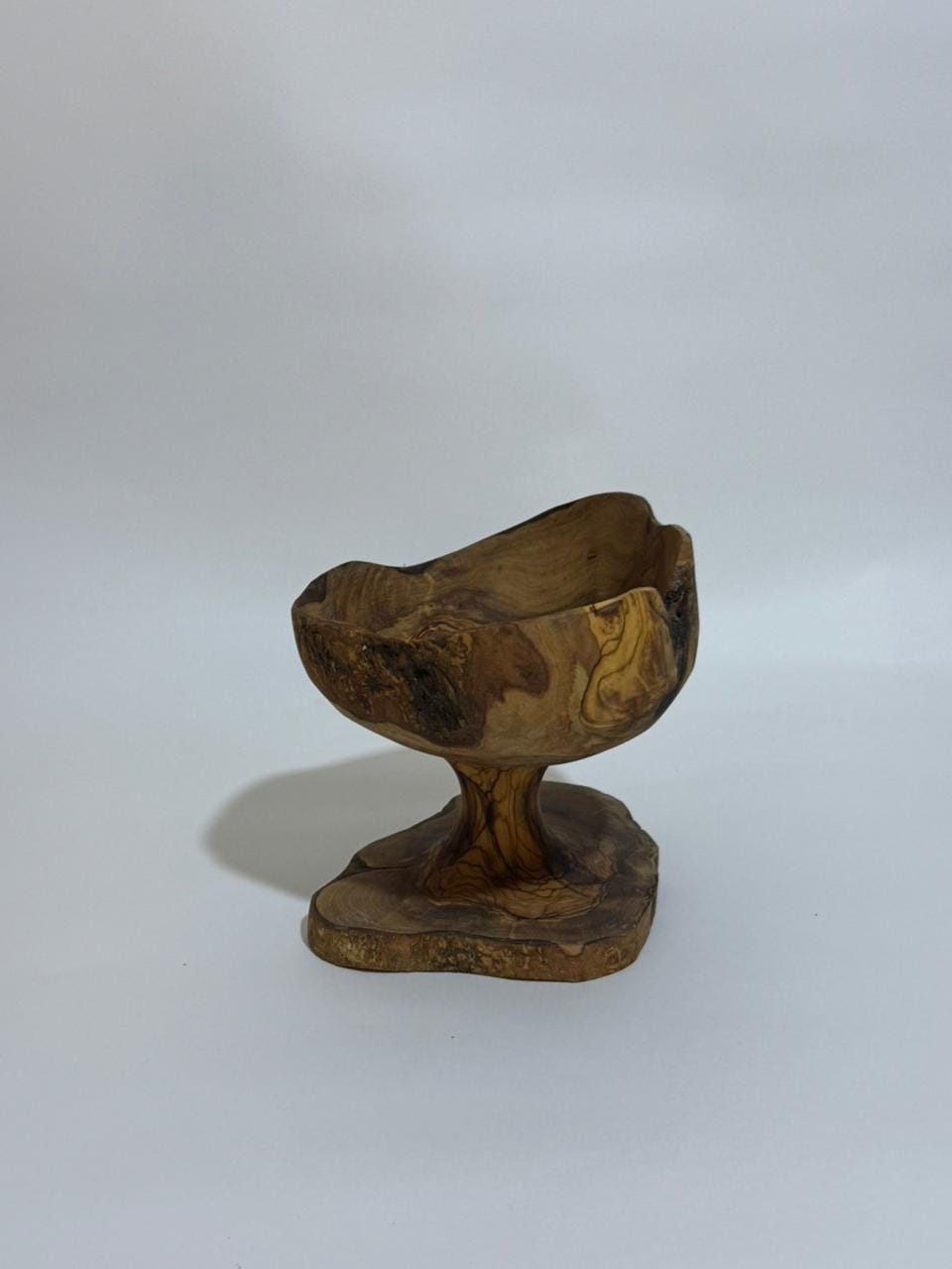 Handcrafted Trophy Sculpture – One-of-a-Kind Natural Olive Wood Cup Bowl, 9.1x 7.9x 8.3 in - Thumbnail 4