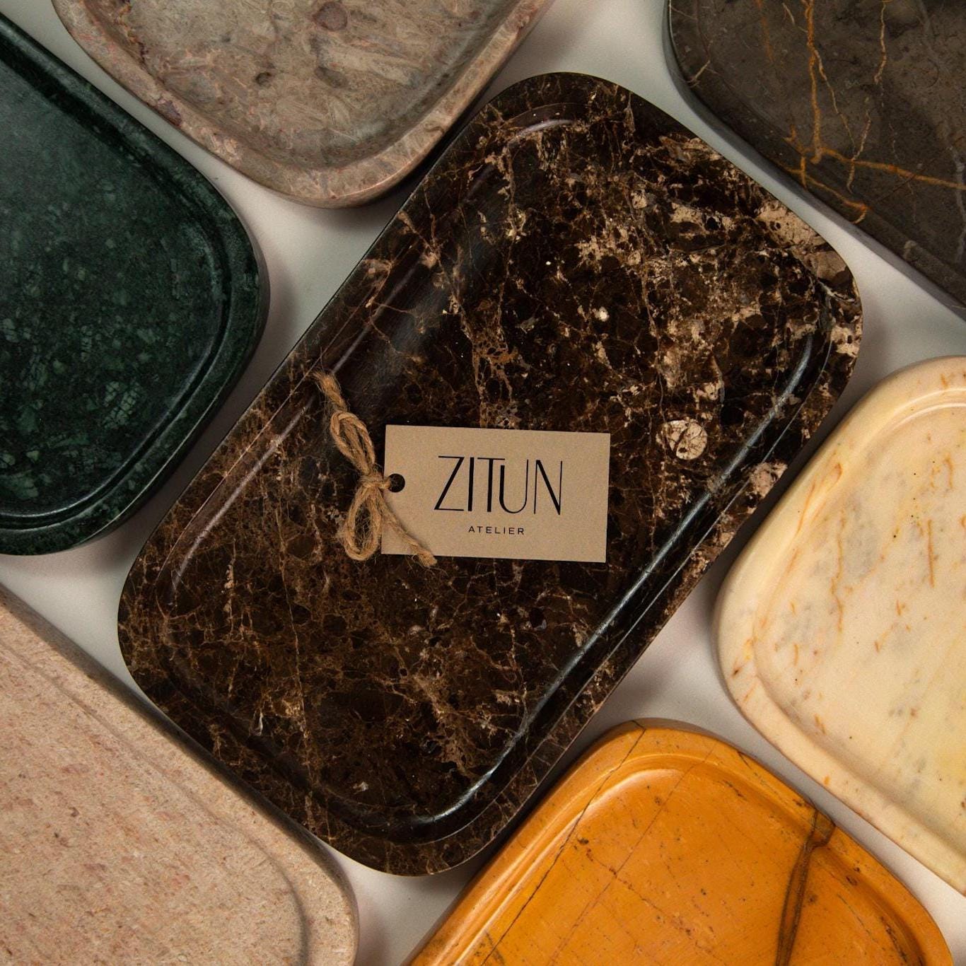 Cream Gialloantico Marble Tray – Handmade Natural Stone Vanity and Bathroom Organizer - Thumbnail 7