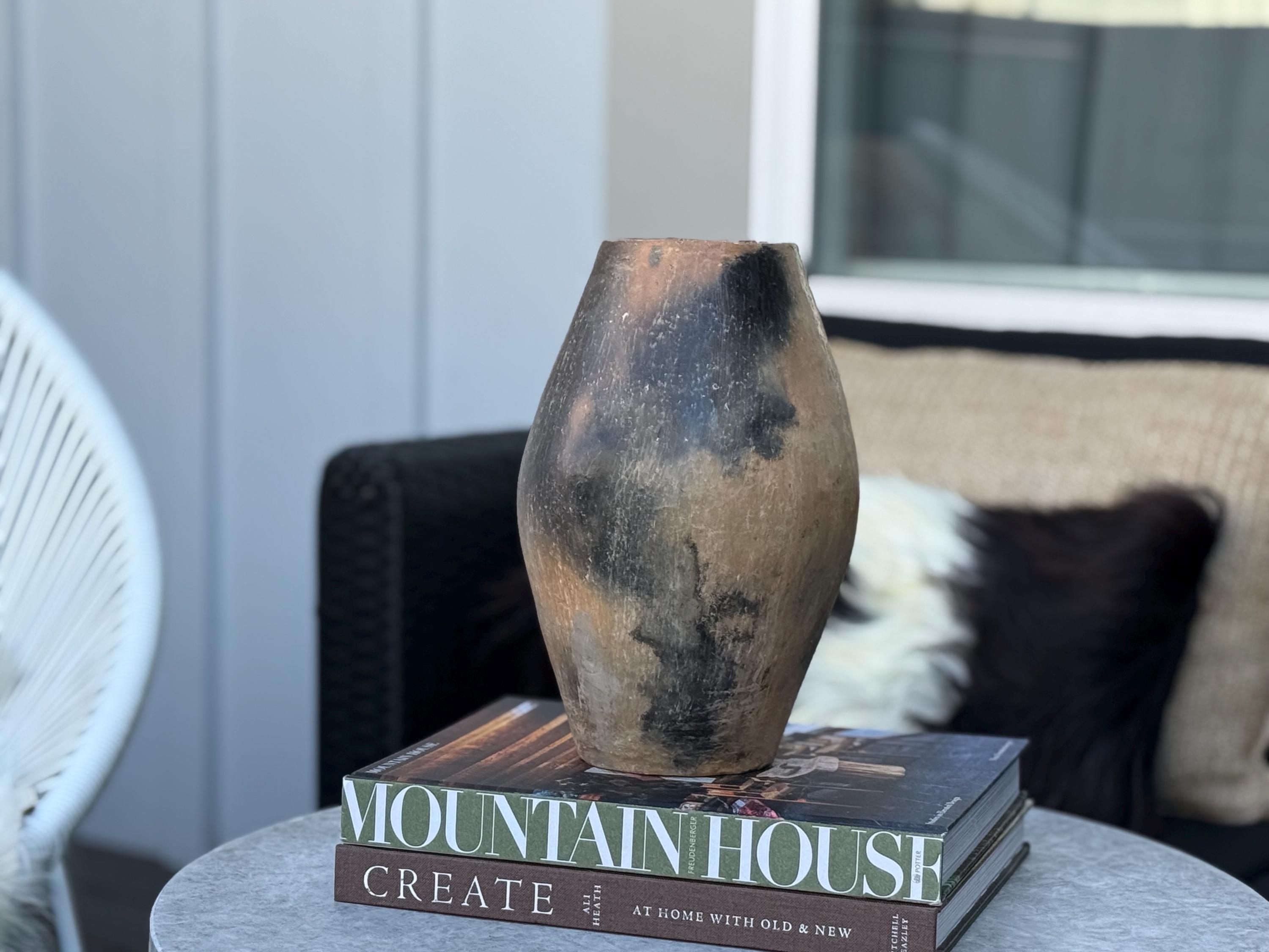 Handmade Terracotta Clay Jug: Tunisian Berber Pottery Vase