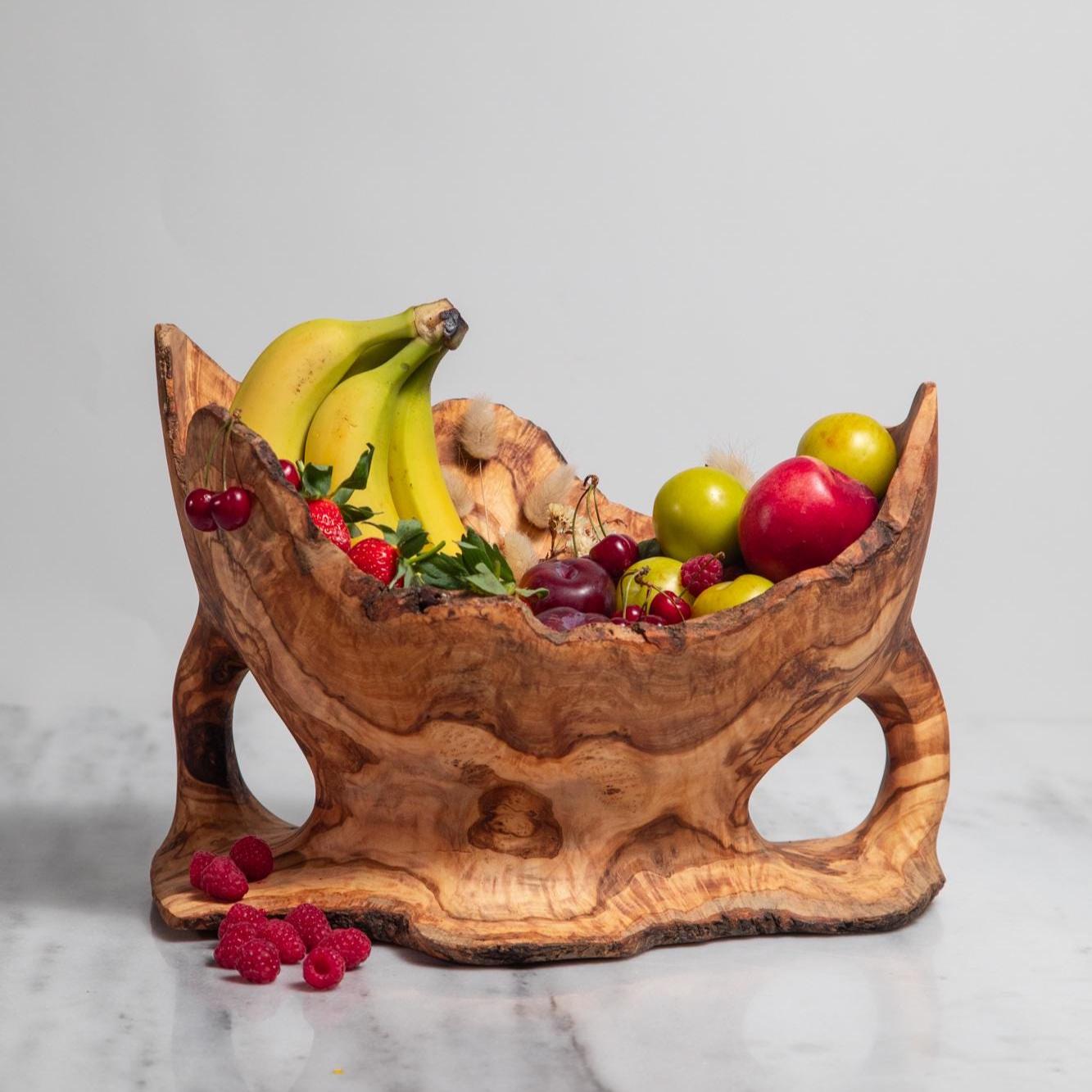 thanksgiving hosting gift – Handcrafted Olive Wood Fruit Bowl Centerpiece