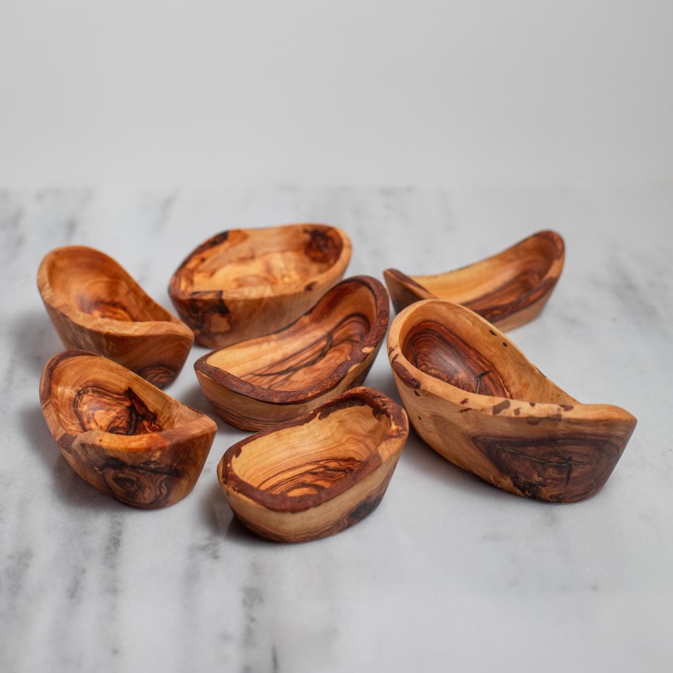 Set of 3 Olive Wood Nesting Boat Bowls –  Handmade  Rustic Canoe – Shaped Serving Dish – Natural Wood Serving Tray – Artisan Tableware Gift - Thumbnail 6