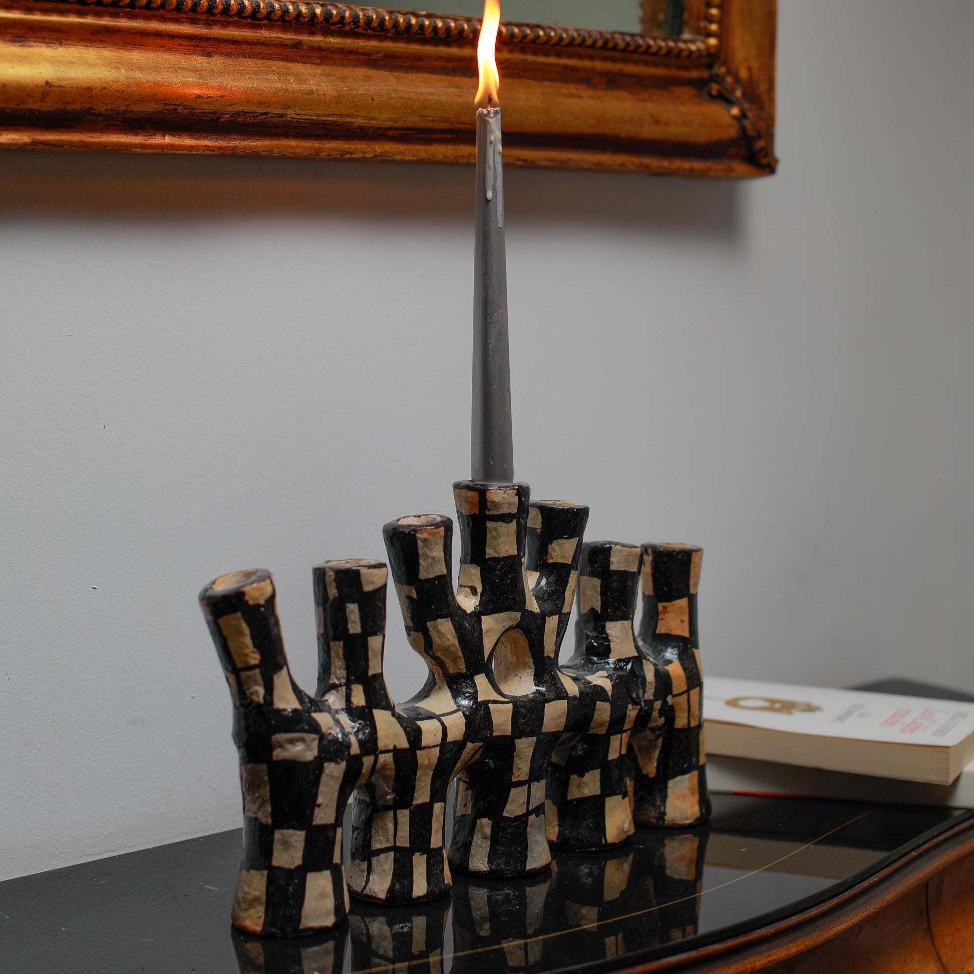 Artisan Pottery Candelabra – Handcrafted Clay Candle Holder of Timeless Heritage - Thumbnail 4