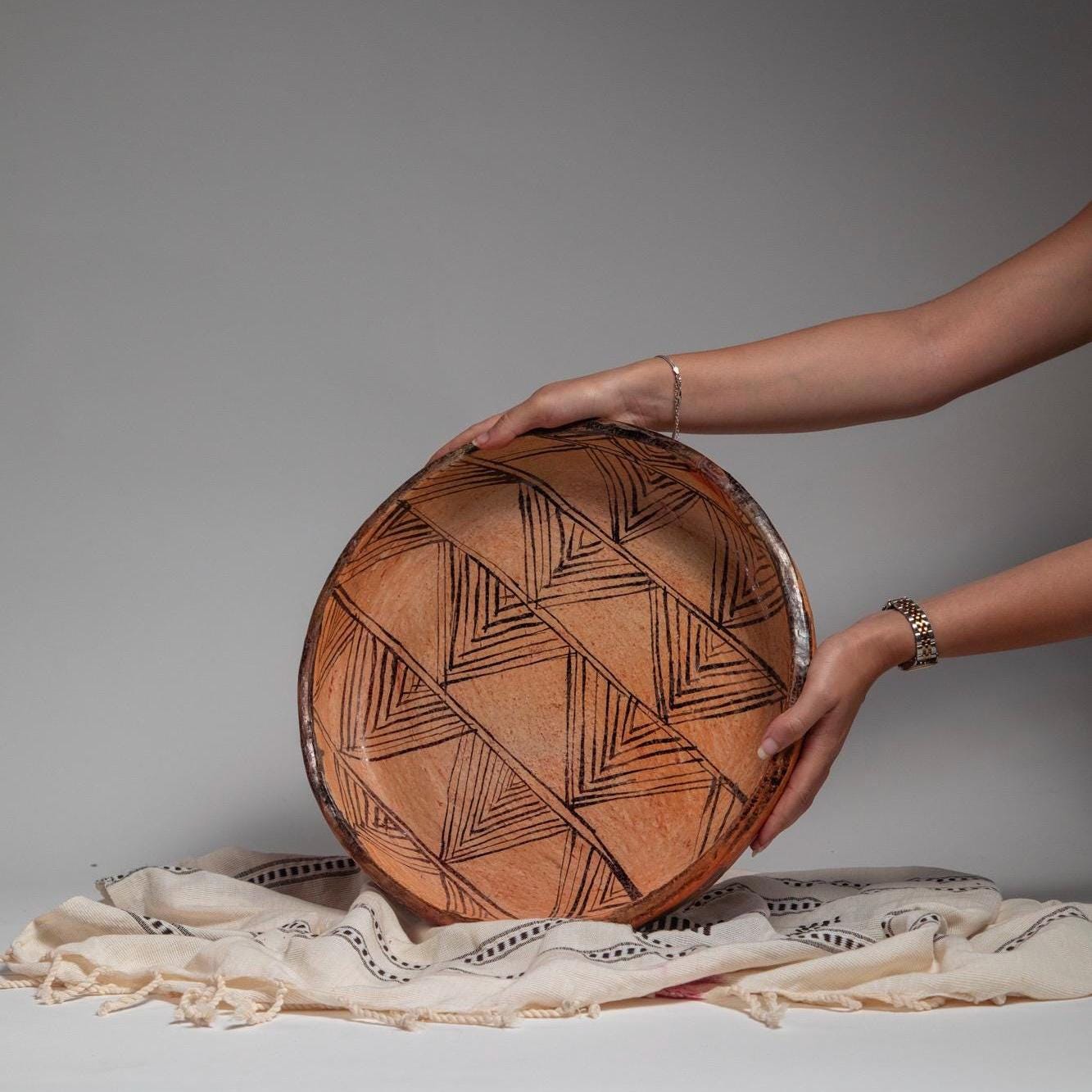 Handmade Pottery Bowl – Large Rustic Ceramic Centerpiece, Artisan Fruit Bowl, Boho Home Decor - Thumbnail 7