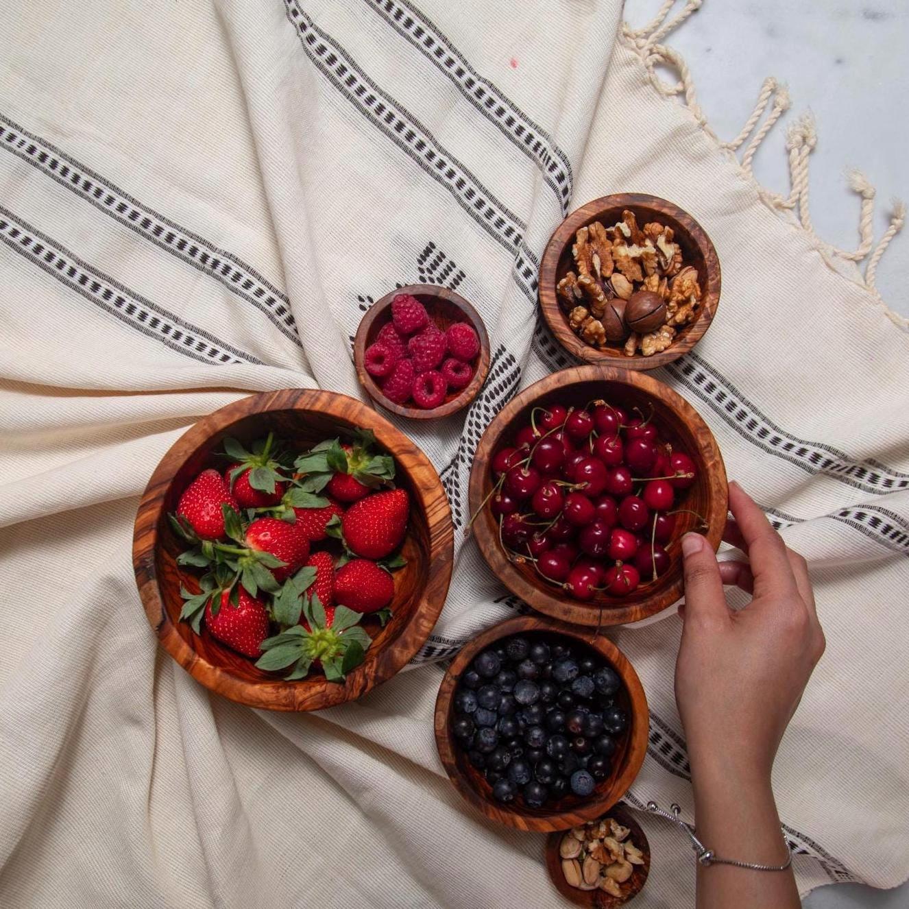 Handcrafted Olive Wood Bowl Set – 6 Small Wooden Snack & Fruit Bowls, Natural Kitchen Serving Set, Rustic Artisan Gift - Thumbnail 4