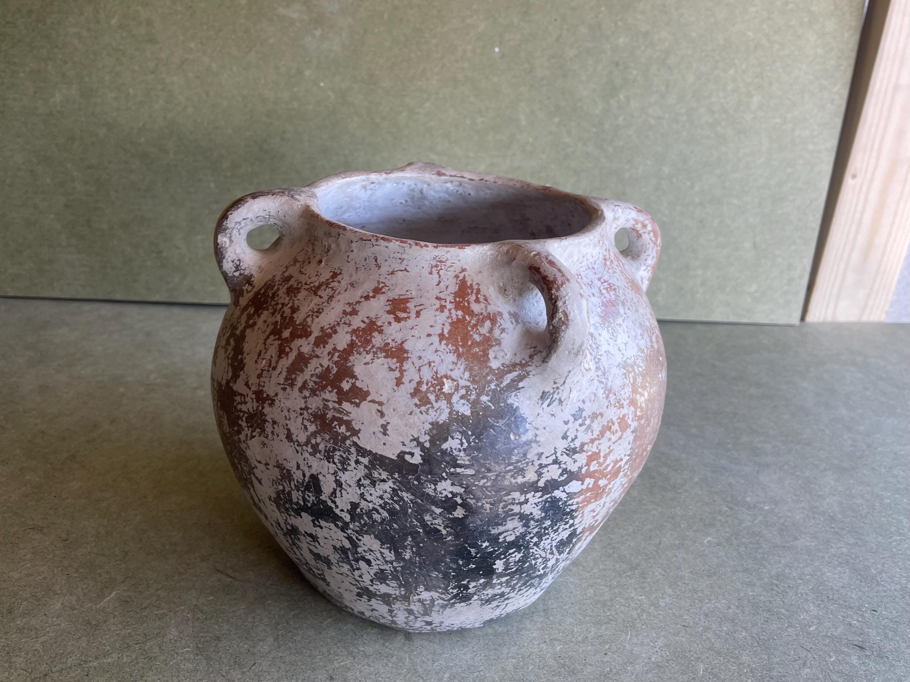 Authentic Berber Terracotta Urn | Wabi-Sabi Ritual Jar | Primitive North African Handled Amphora | Ethnic Mediterranean Vase Collection - Thumbnail 4