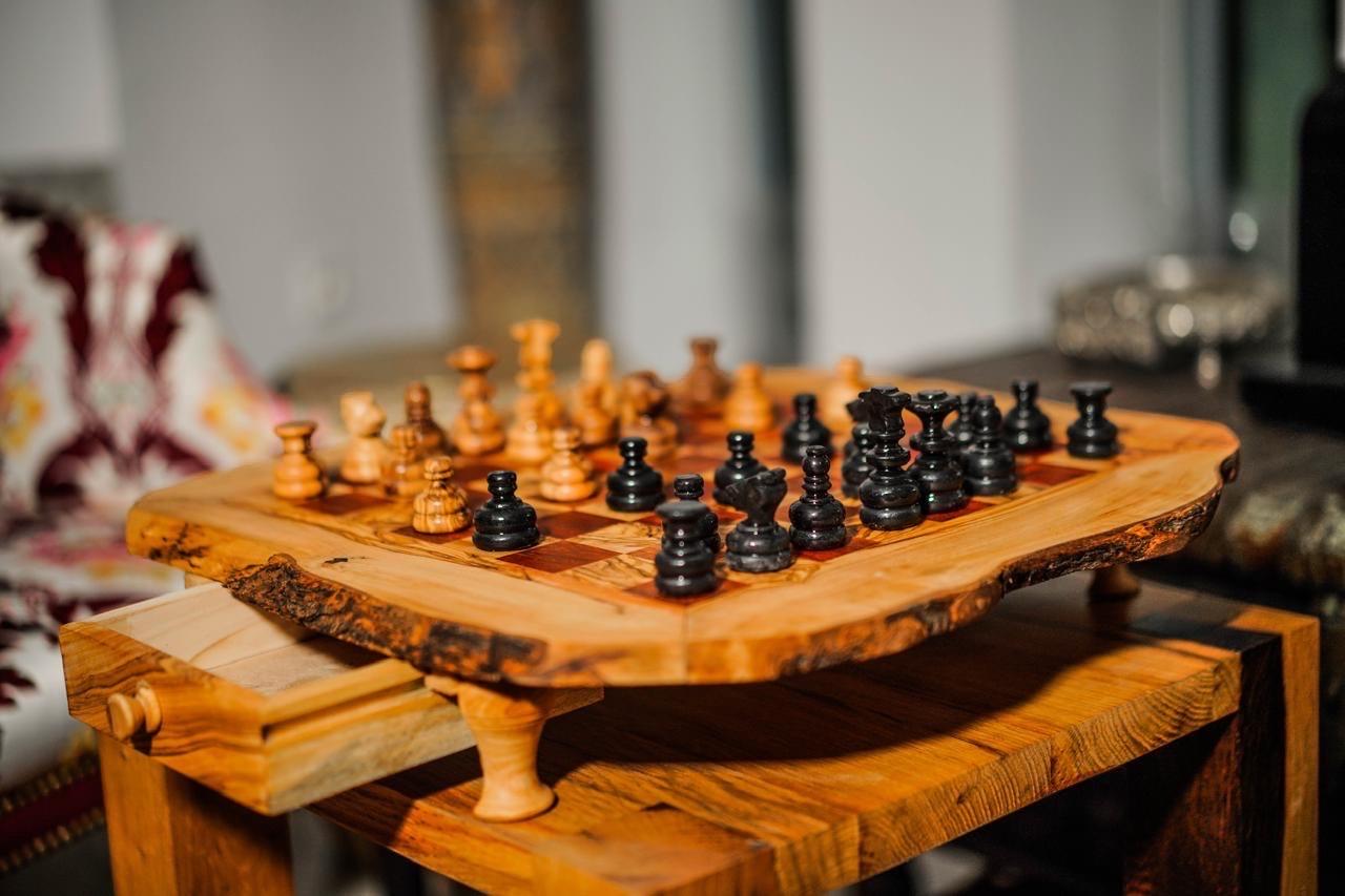 Rustic Chess Board with Storage and Pieces; Handmade Premium Olive Wood Board Game| Unique Gift for Chess Lovers| Wood Home| Red Chess Board - Thumbnail 7