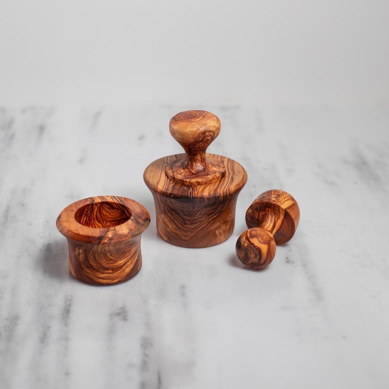 Traditional Mediterranean Olive Wood Mortar and Pestle – Herb & Garlic Crusher – Handmade Kitchen Tool – Rustic Spice Grinder - Thumbnail 5
