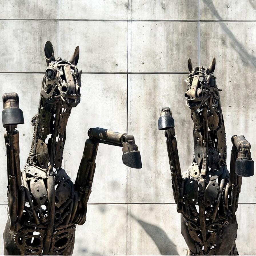 Handmade Recycled Metal Horse Sculpture: Industrial Equestrian Art - Thumbnail 4