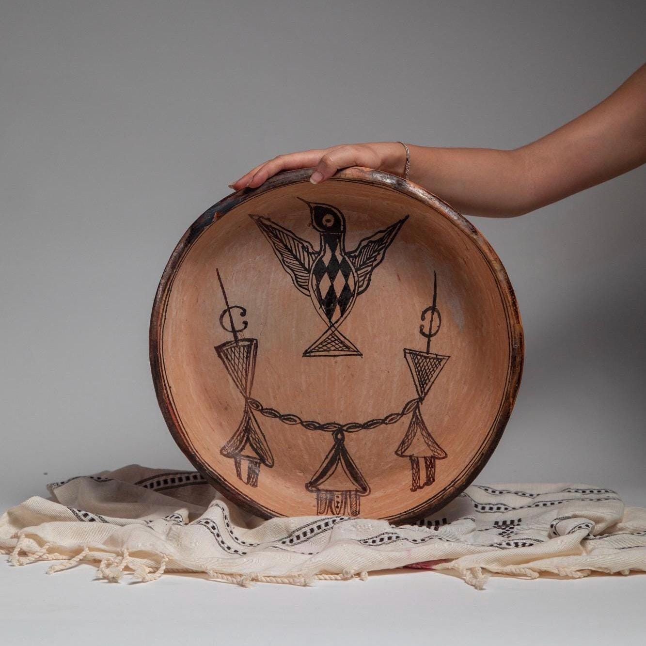 Handmade Pottery Bowl – Large Rustic Ceramic Centerpiece, Artisan Fruit Bowl, Boho Home Decor