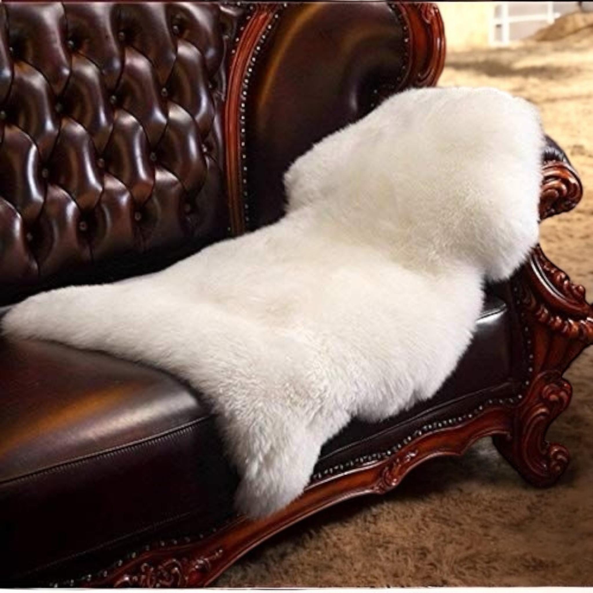 Sheepskin Hide Rug – Authentic Handmade Wool Carpet | Rustic & Cozy Home Decor | Original sheep leather - Thumbnail 5