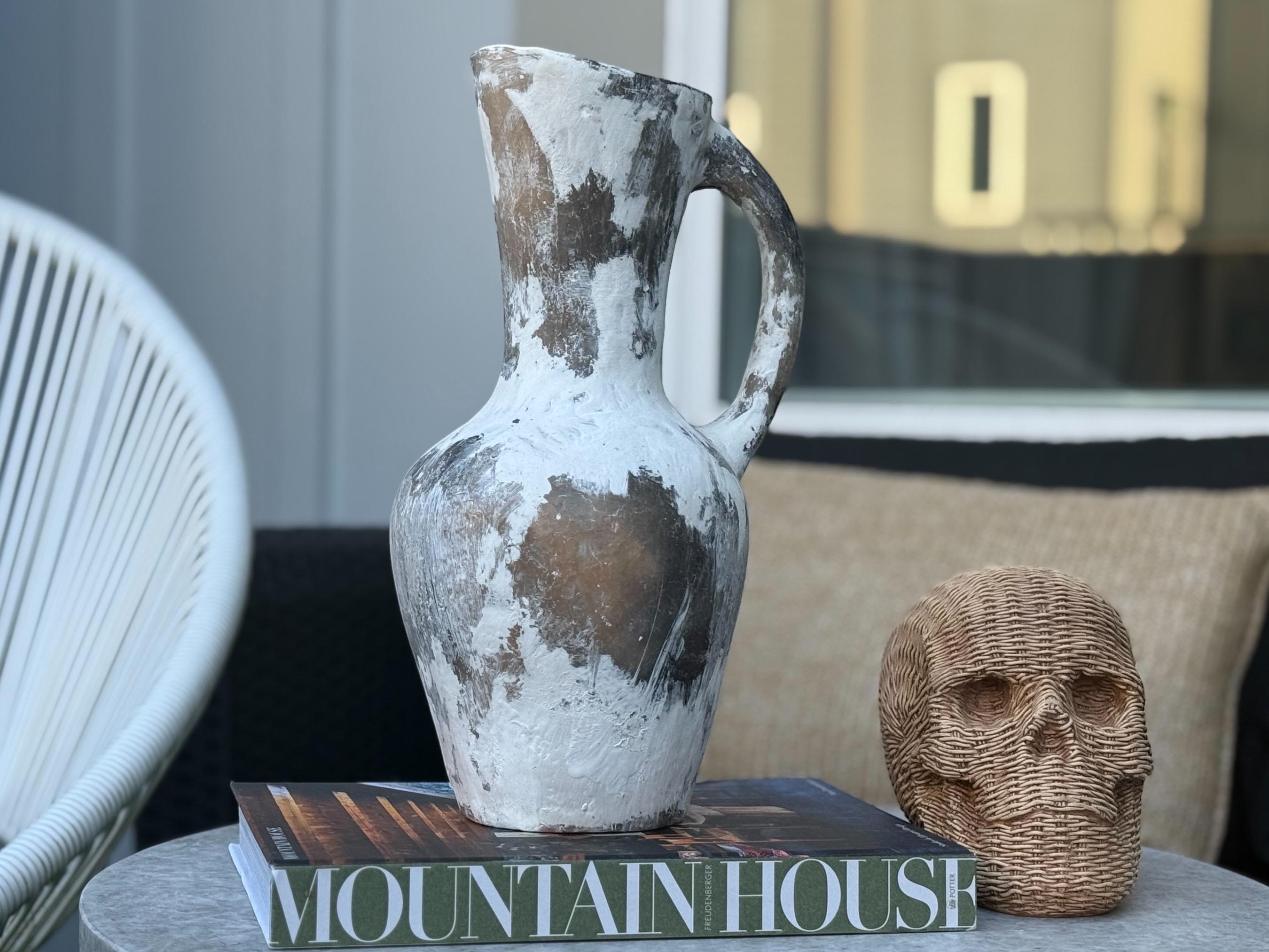 Authentic Berber Terracotta Vases | Premium Wabi-Sabi Handled Jug Pitcher | Large Rustic North African Amphora Statement Piece - Thumbnail 2