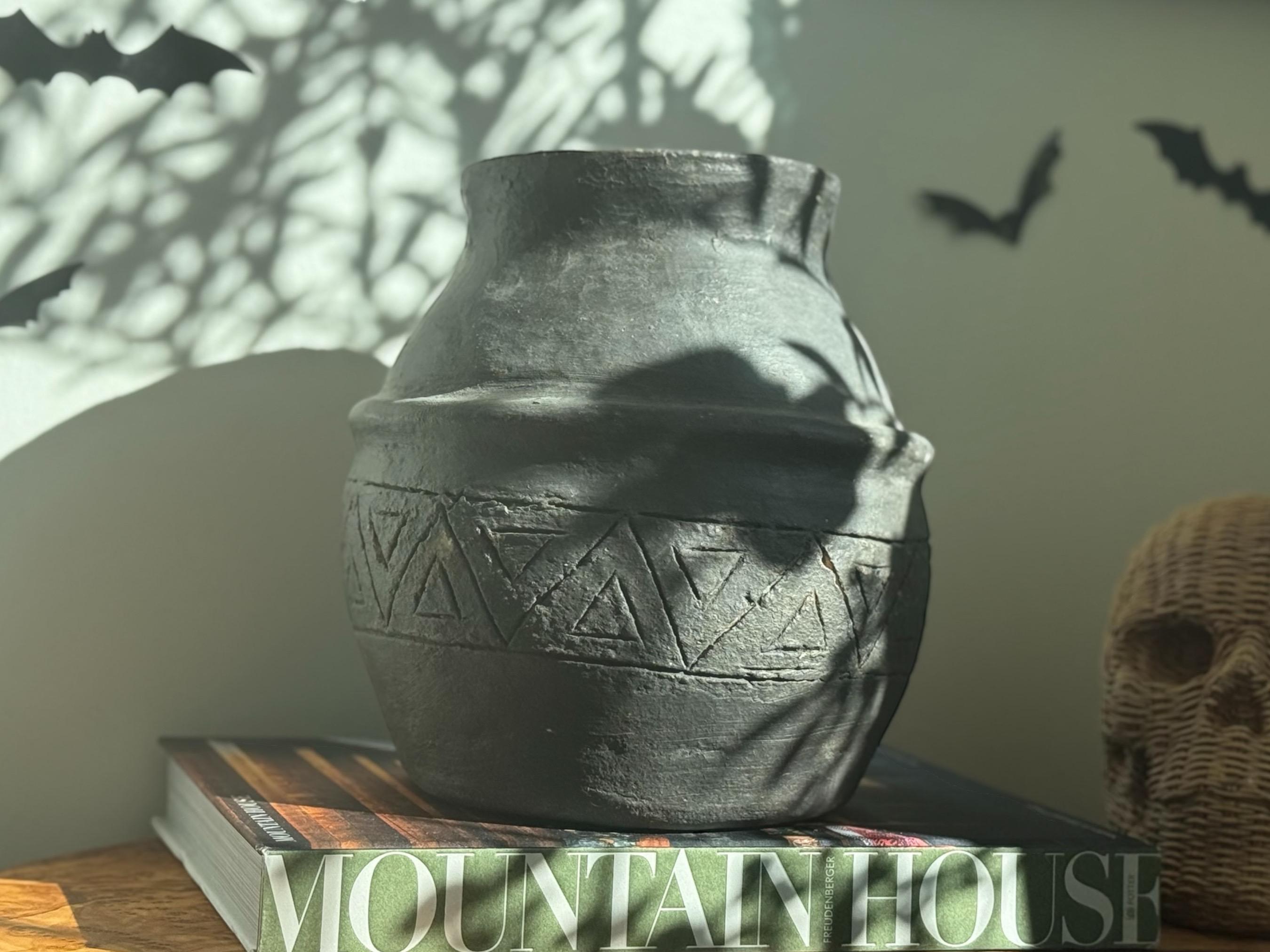 Hand-Carved Terracotta Vessel: Rustic Boho Figural Art Vase, Primitive, Wabi-Sabi Decor - Thumbnail 6