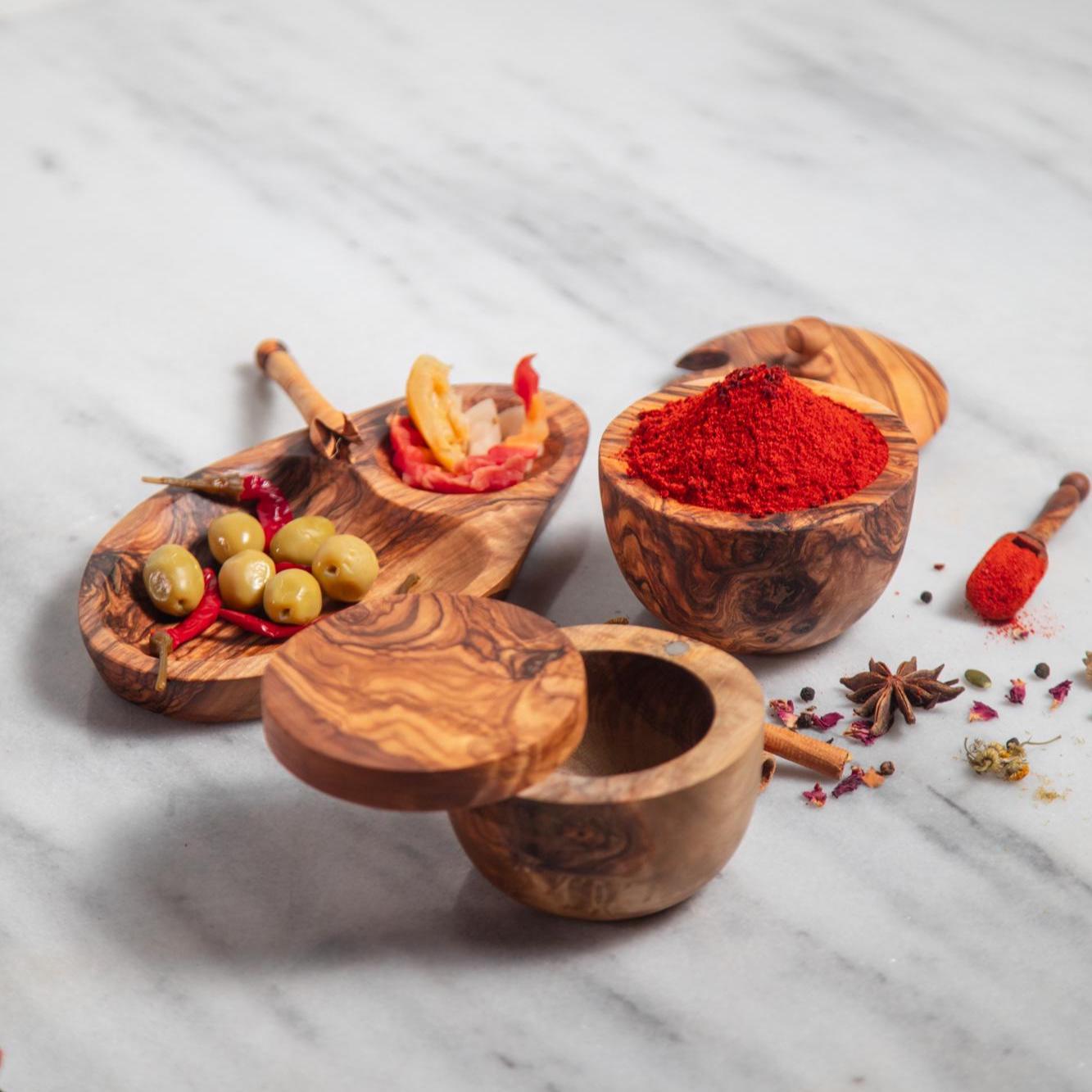 Handmade Olive Wood Spice Jar | Magnetic Spice Jar | Unique Wooden Spice Jar | Kitchen Decor | Rustic Kitchen Storage Utensils - Image 1