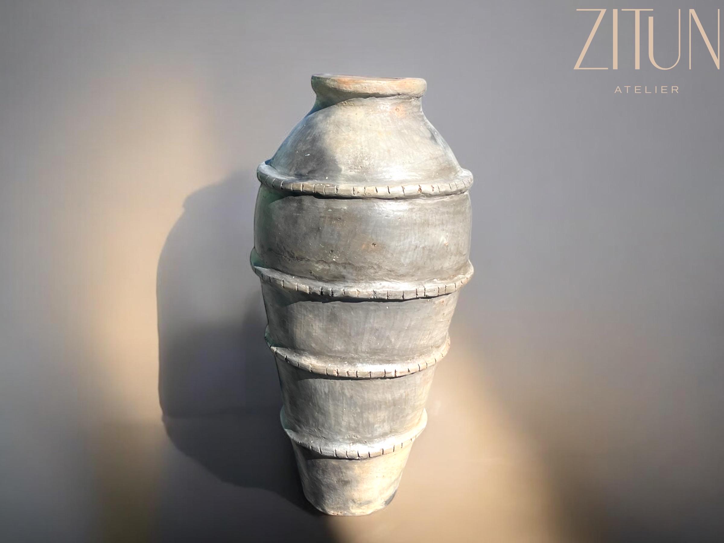 Handmade Berber Pottery Vase: Large Rustic Carthago Planter - Thumbnail 7