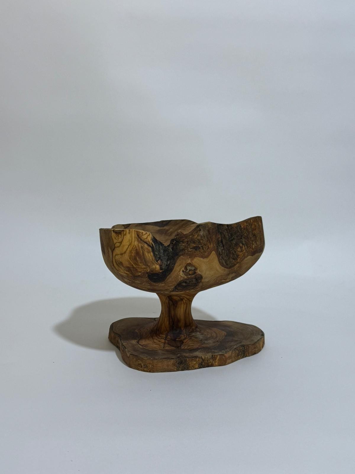 Handcrafted Trophy Sculpture – One-of-a-Kind Natural Olive Wood Cup Bowl, 9.1x 7.9x 8.3 in - Thumbnail 2