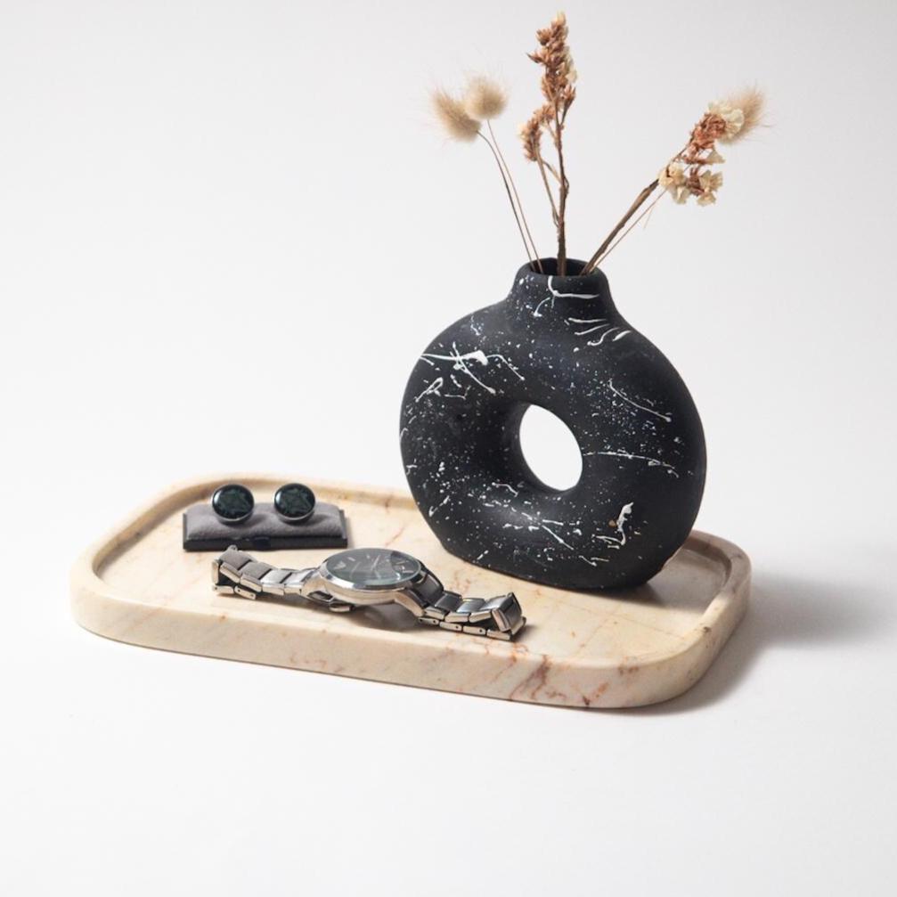 Cream Gialloantico Marble Tray – Handmade Natural Stone Vanity and Bathroom Organizer - Thumbnail 6