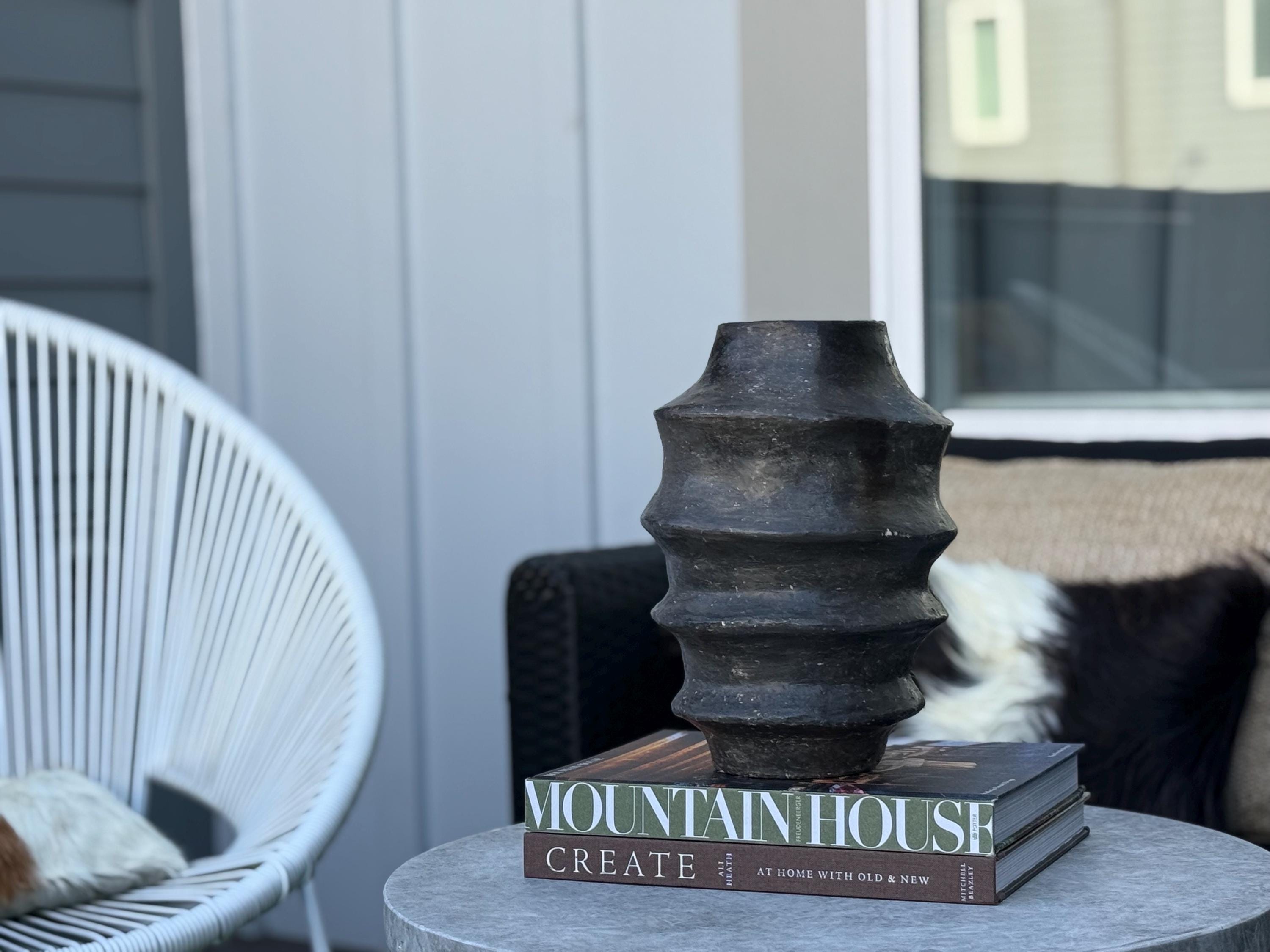 Berber Terracotta Sculpture: Wabi-Sabi Inspired Vase, North African Art - Thumbnail 4