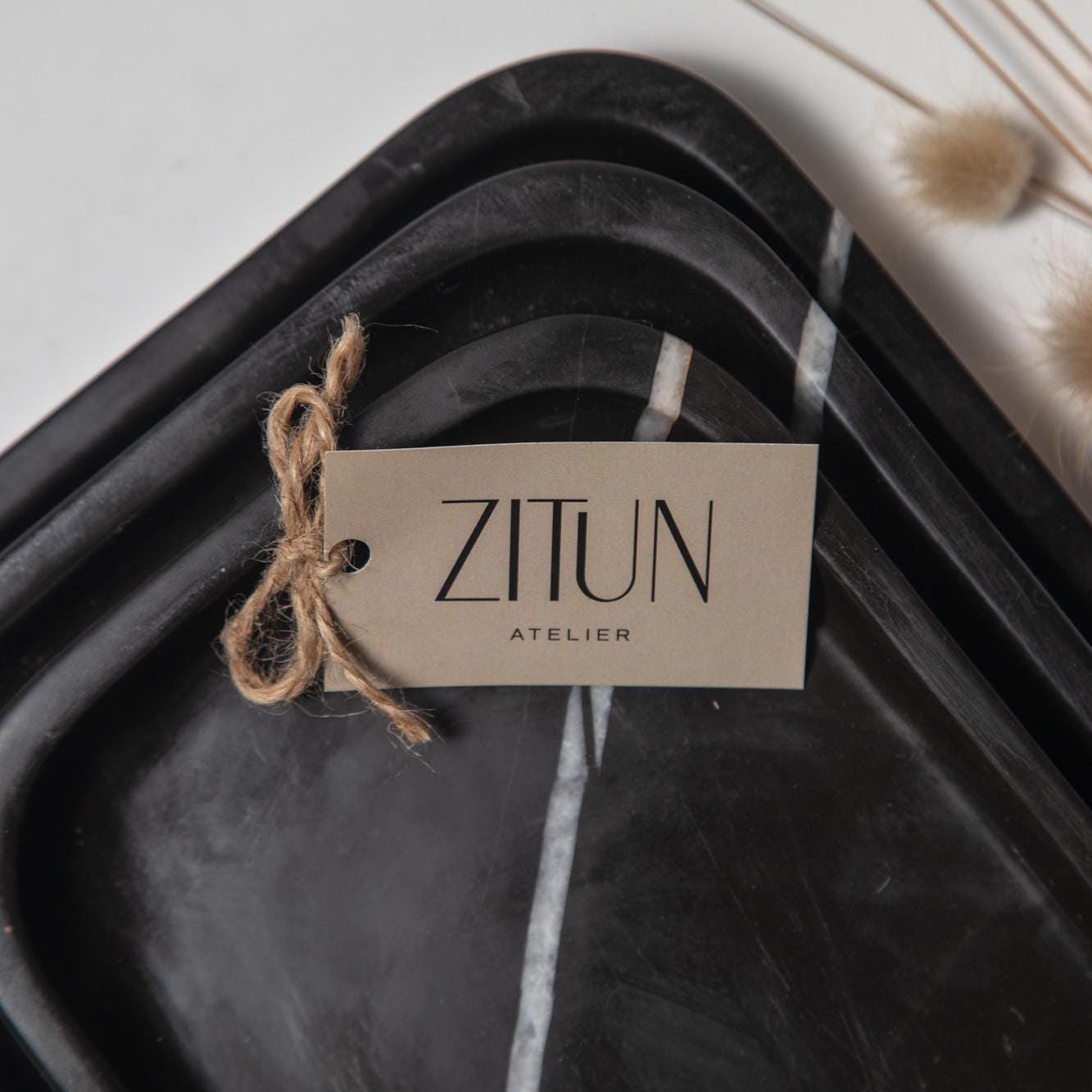 Black Marble Tray – Handmade Natural Stone Vanity and Bathroom Organizer - Thumbnail 7