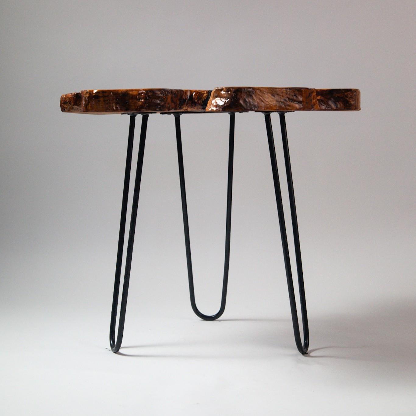 Handmade Olive Wood Live Edge Coffee table with Resin, Unique coffee table,  Natural Olive Tree Solid Wood Side Table - Thumbnail 6