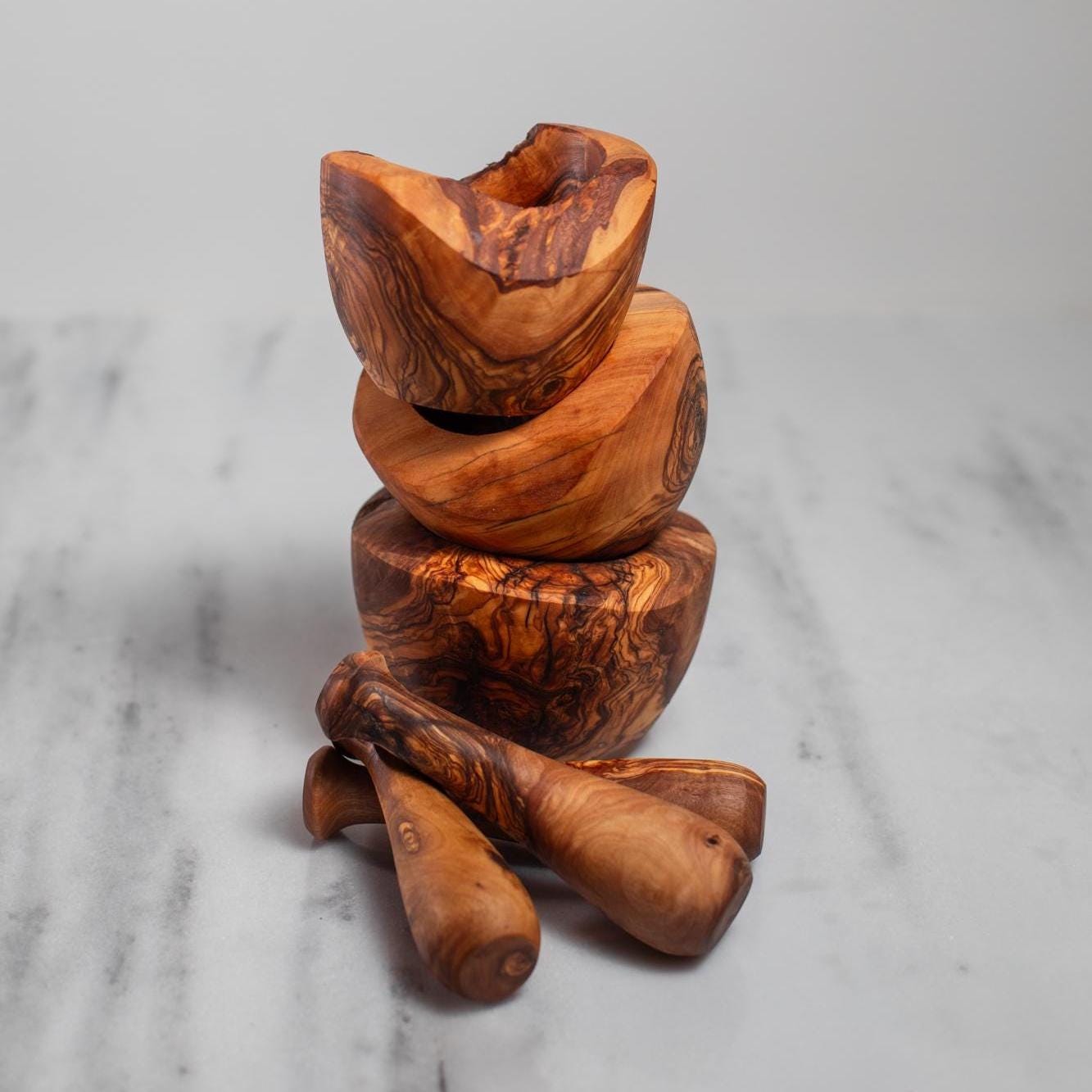 Rustic mortar Olive Wood Mortar and Pestle Set| Wooden Herb Grinder for Spices & Guacamole| Mortar Pestle Set| Farmhouse Kitchen Decor - Thumbnail 7