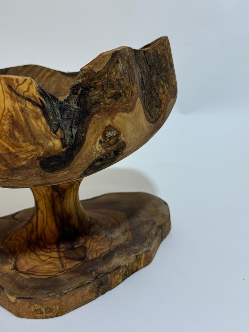 Handcrafted Trophy Sculpture – One-of-a-Kind Natural Olive Wood Cup Bowl, 9.1x 7.9x 8.3 in - Thumbnail 7