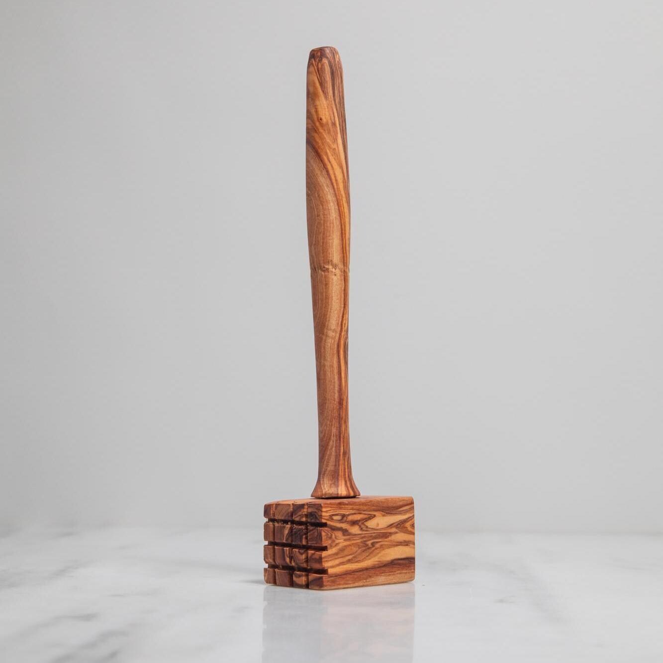 Handmade Olive Wood Meat Tenderizer – Rustic Wooden Meat Hammer – Kitchen Tool – Natural Heavy Duty Mallet – BBQ Gift for Him - Thumbnail 4