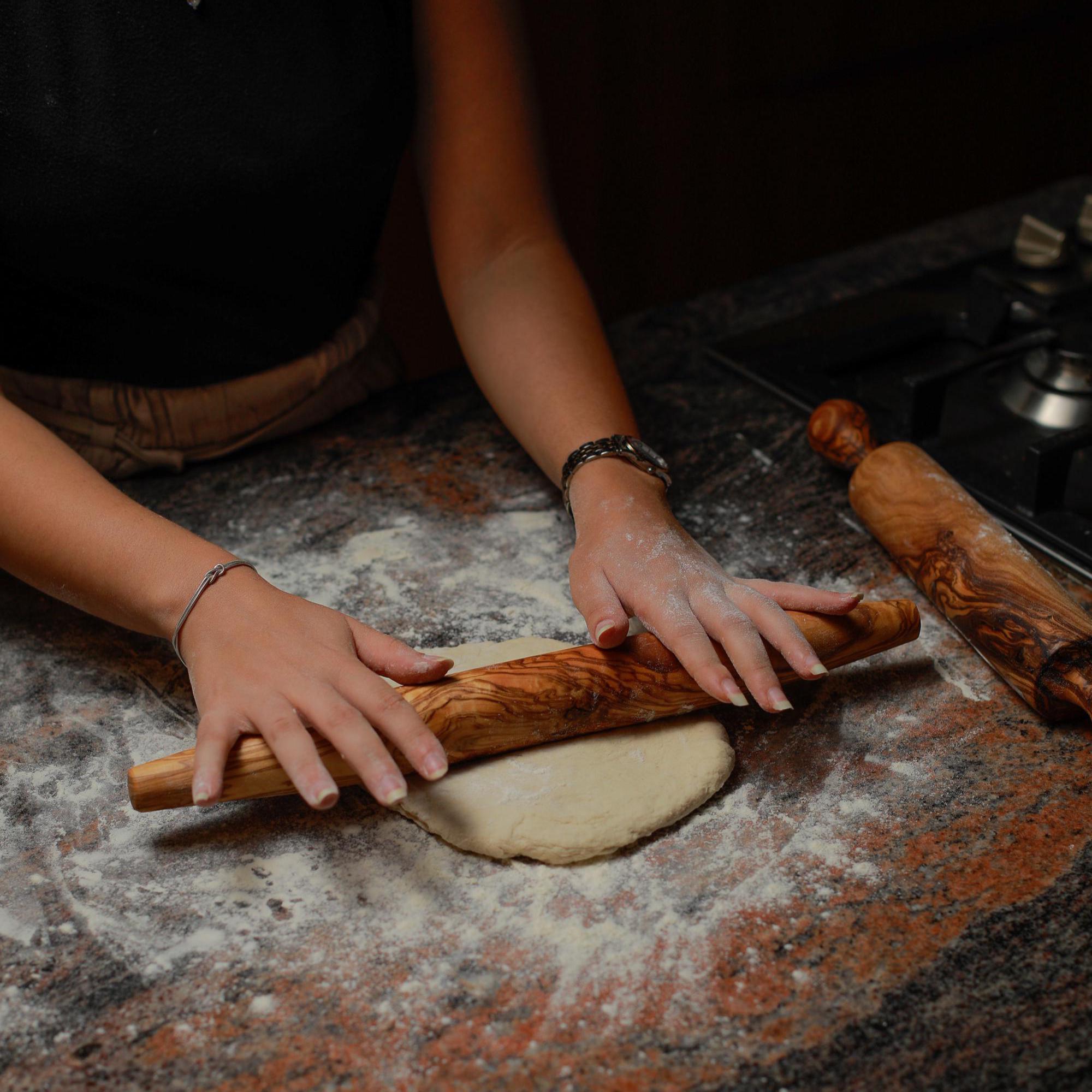 Handmade Wooden Rolling Pin | Smooth Hardwood Dough Roller | Baking Tool for Pastry, Pie Crusts, Cookies | Gift for Bakers - Thumbnail 3
