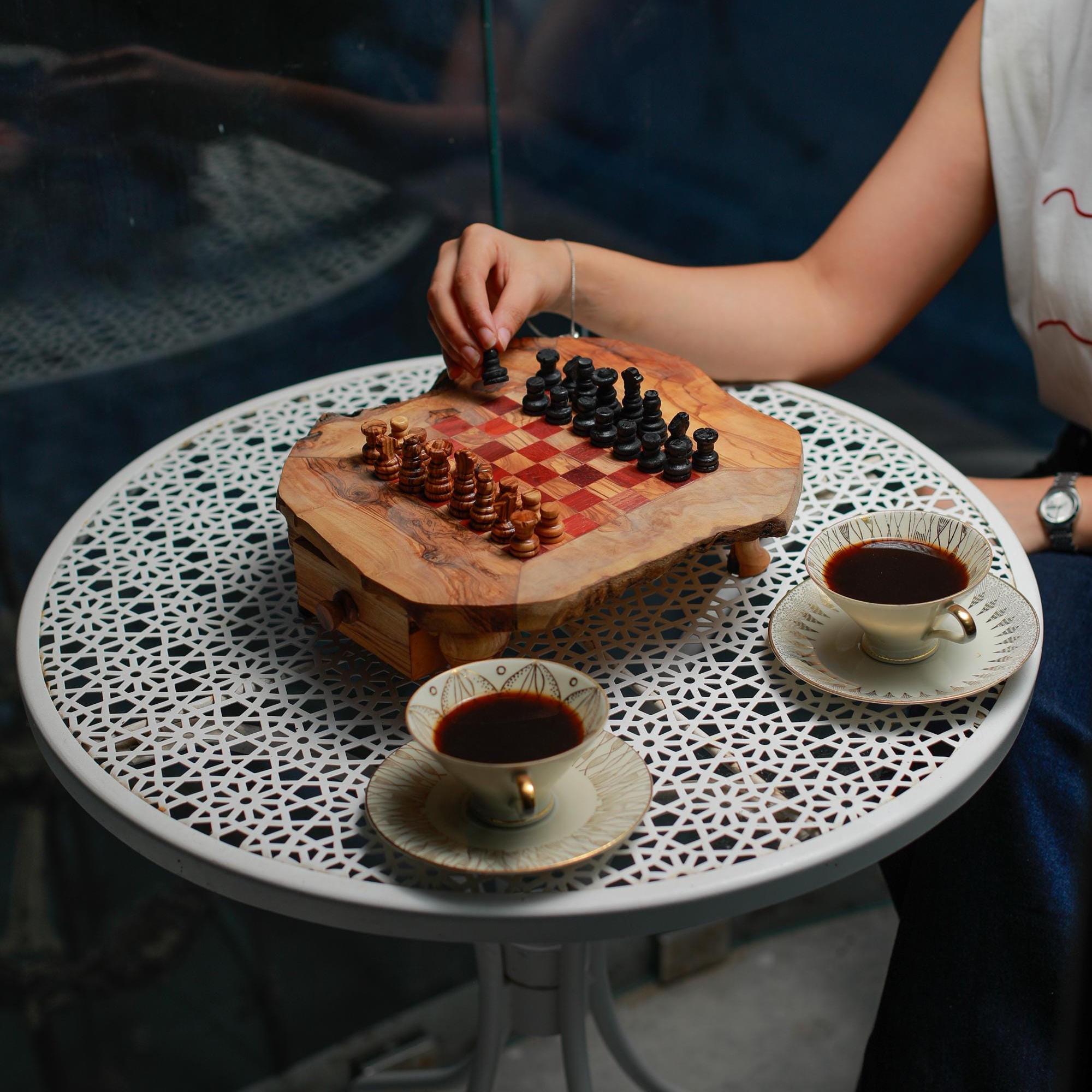 Premium Olive Wood Chess Board with Storage & Pieces | Unique Home Decor