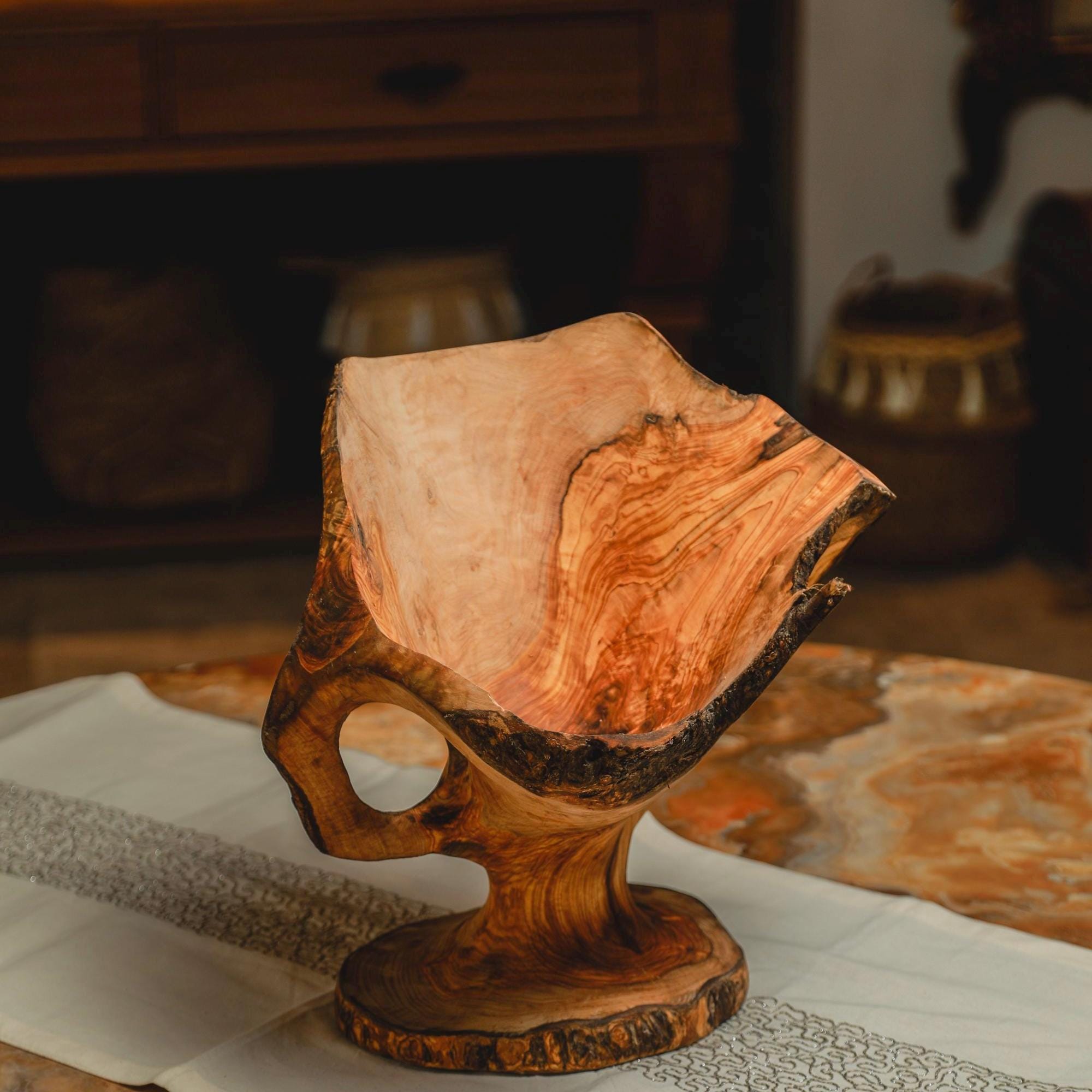 Artisan Olive Wood Centerpiece – Singular Handcarved Collector’s Piece - Thumbnail 6