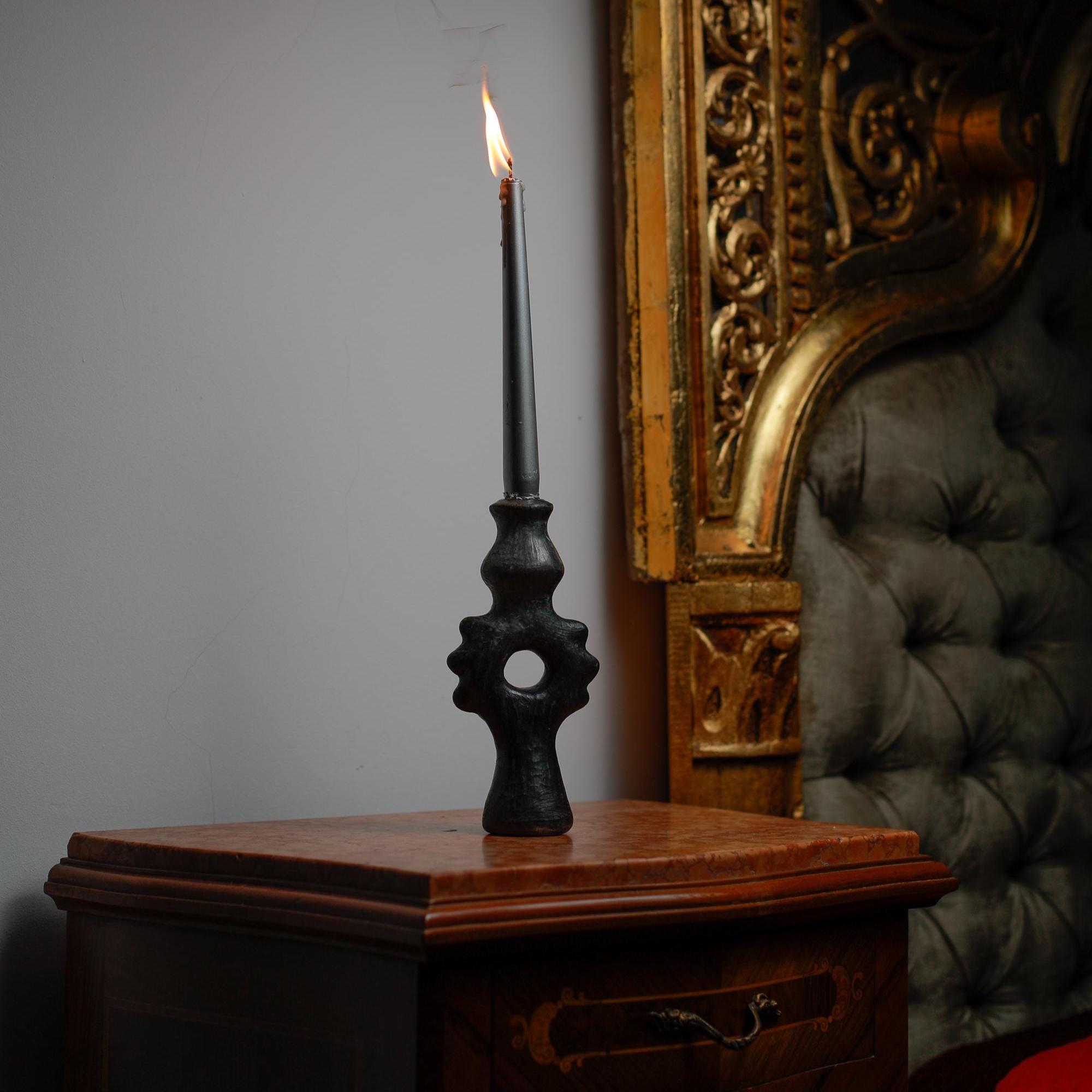 Ceramic Candle Holder – Handcarved Pottery Candelabra, Heritage Craft for Connoisseurs - Thumbnail 2