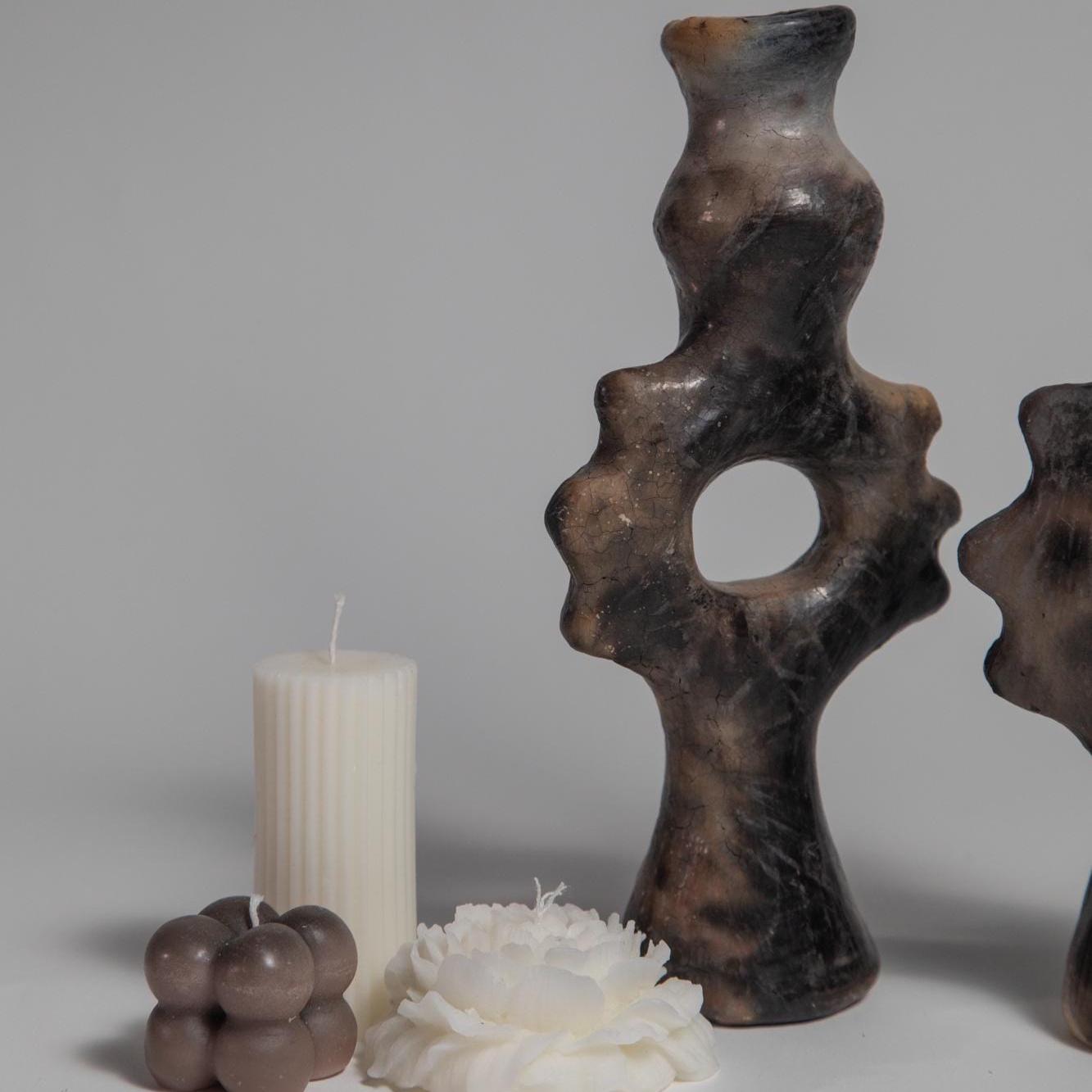 Ceramic Candle Holder – Handcarved Pottery Candelabra, Heritage Craft for Connoisseurs - Thumbnail 7