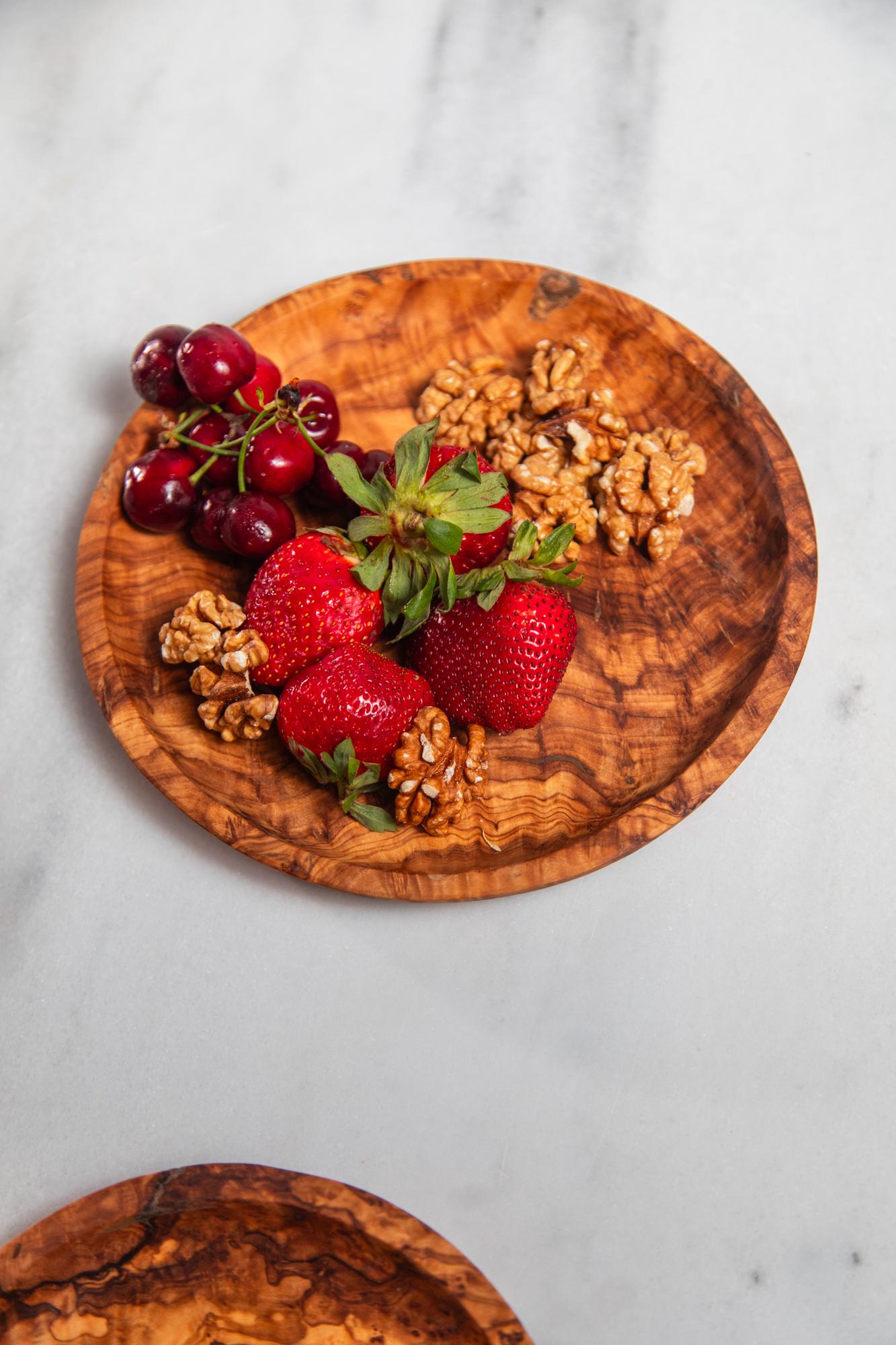 Set of 3 Olive Wood Plates – Handcrafted Snack & Serving Trays | Rustic Wooden Fruit and Dessert Plates, Natural Kitchenware - Thumbnail 5