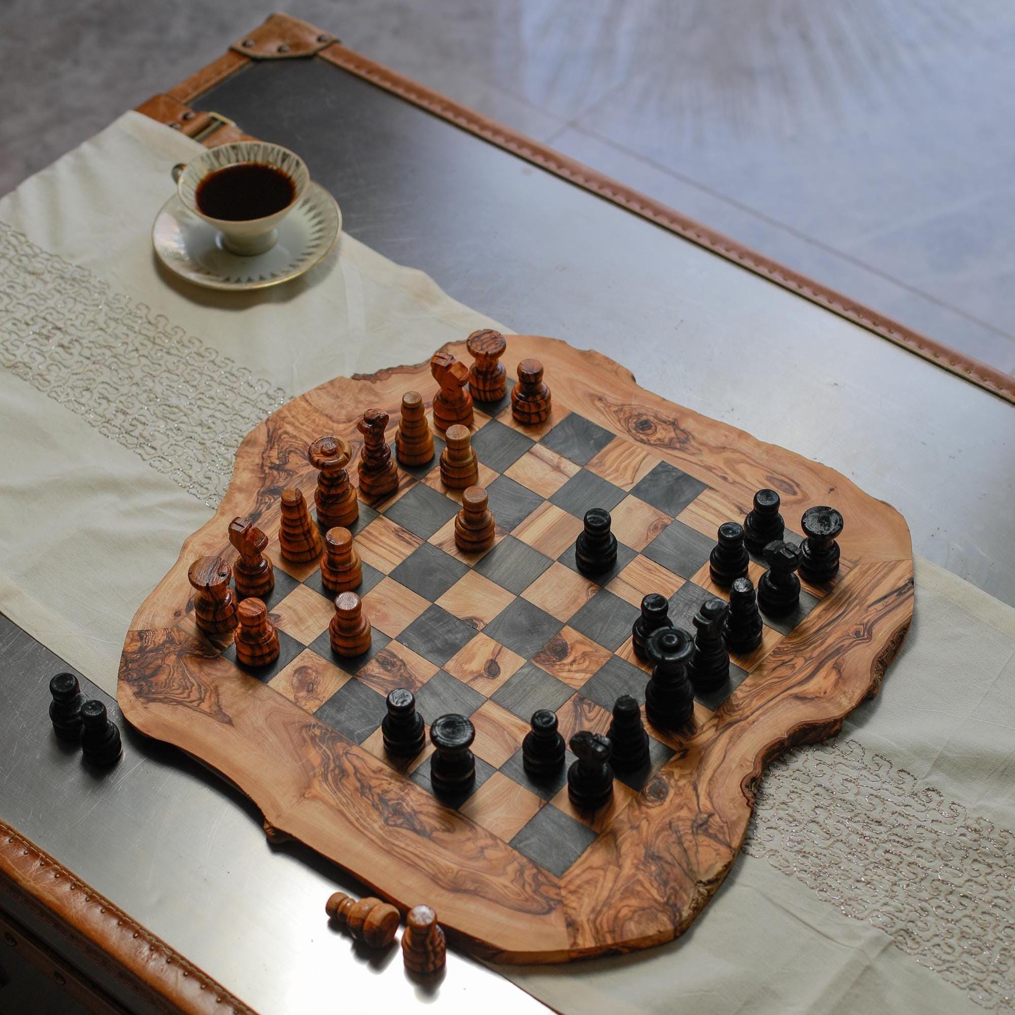 Handcrafted Olive Wood Chess Set – Luxury Artisan Board Game